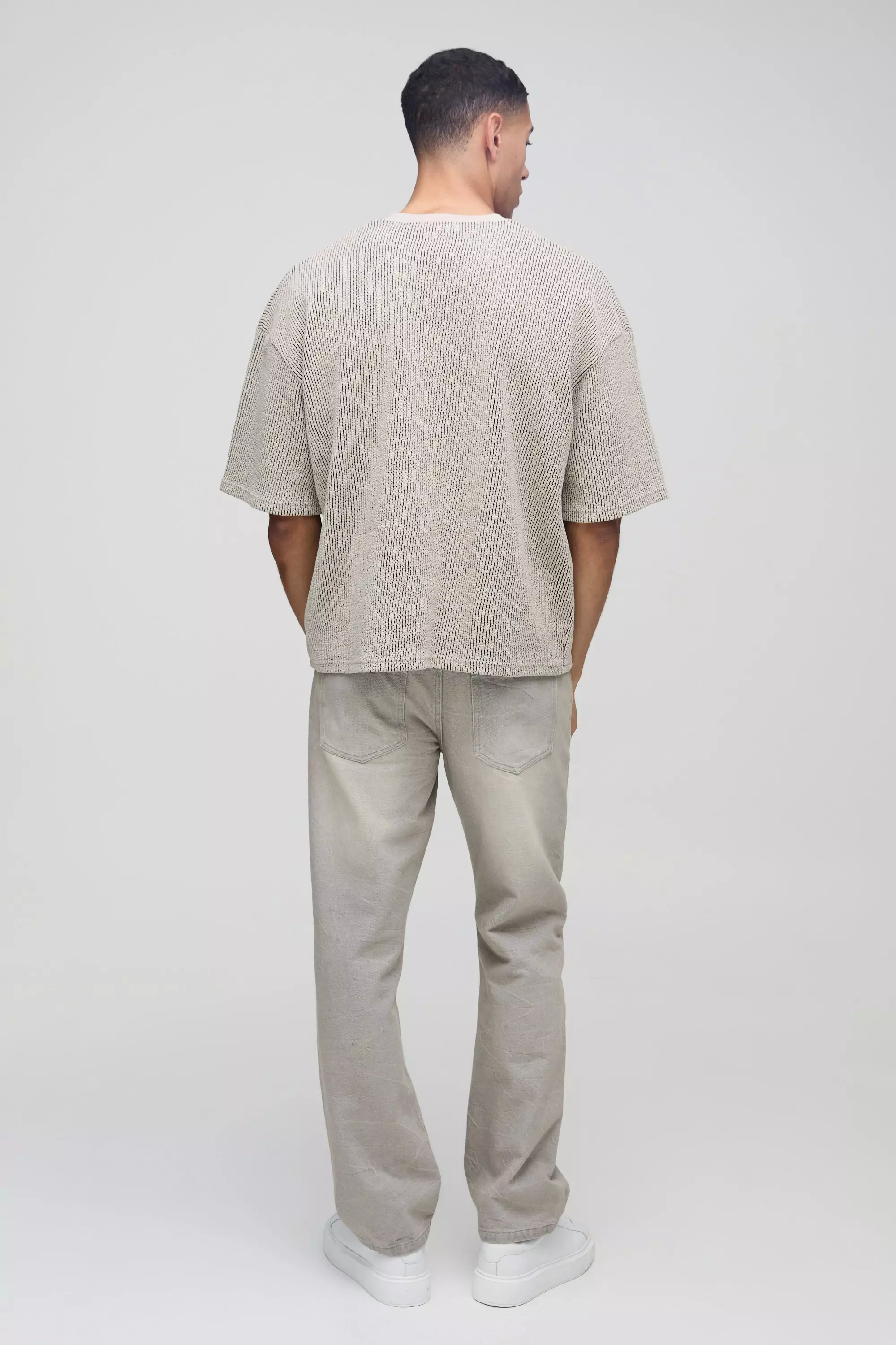Oversized Boxy Jacquard Rib T-Shirt | boohooMAN USA