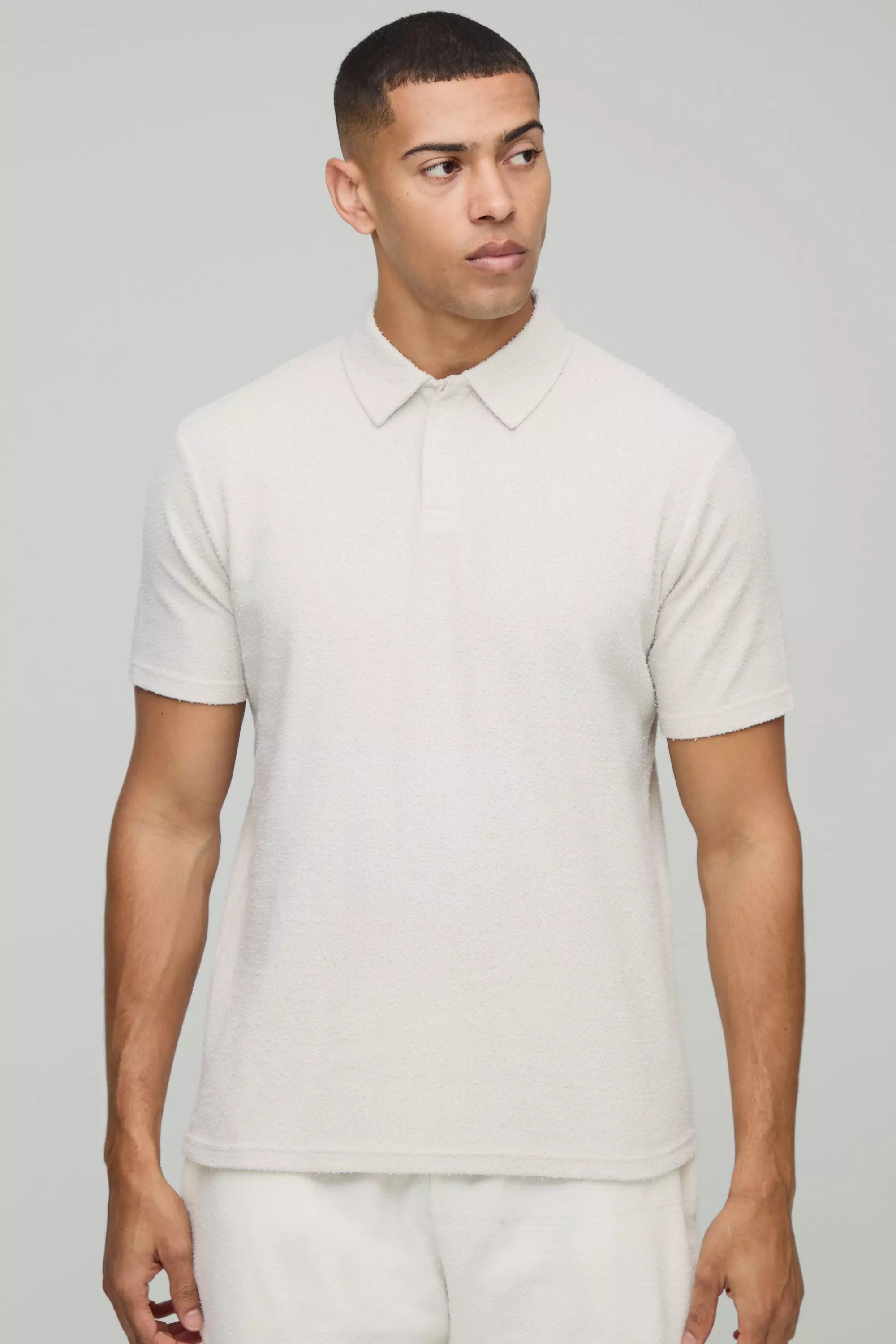 Polo con trama naturale e falsatura, Grey immagine alternativa