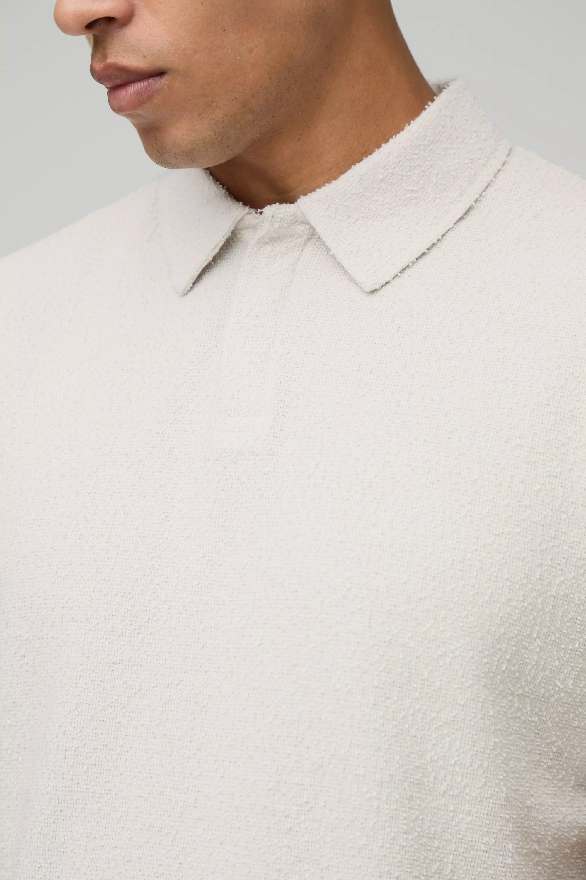 Polo con trama naturale e falsatura, Grey immagine alternativa