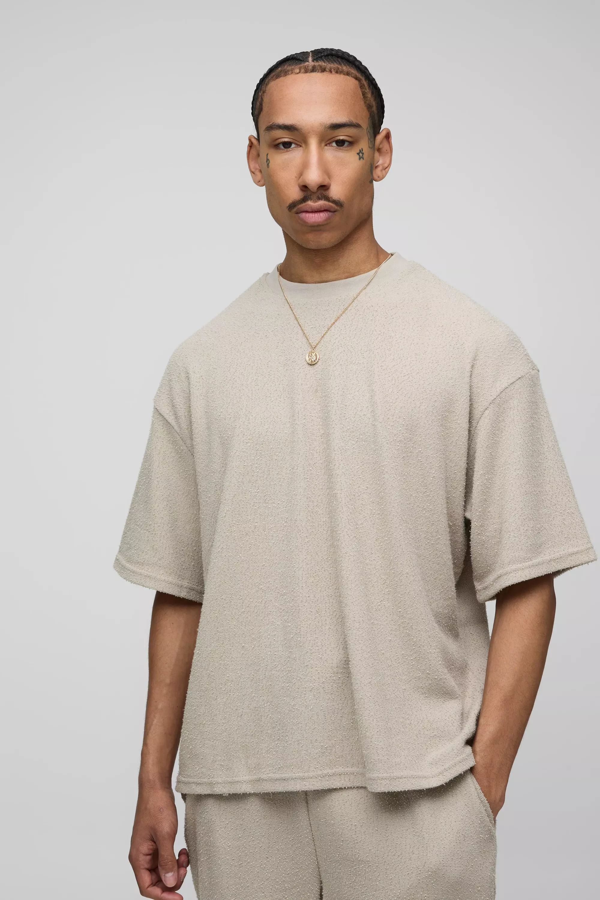 Stone Oversized Boxy Natural Texture T-Shirt alternative image