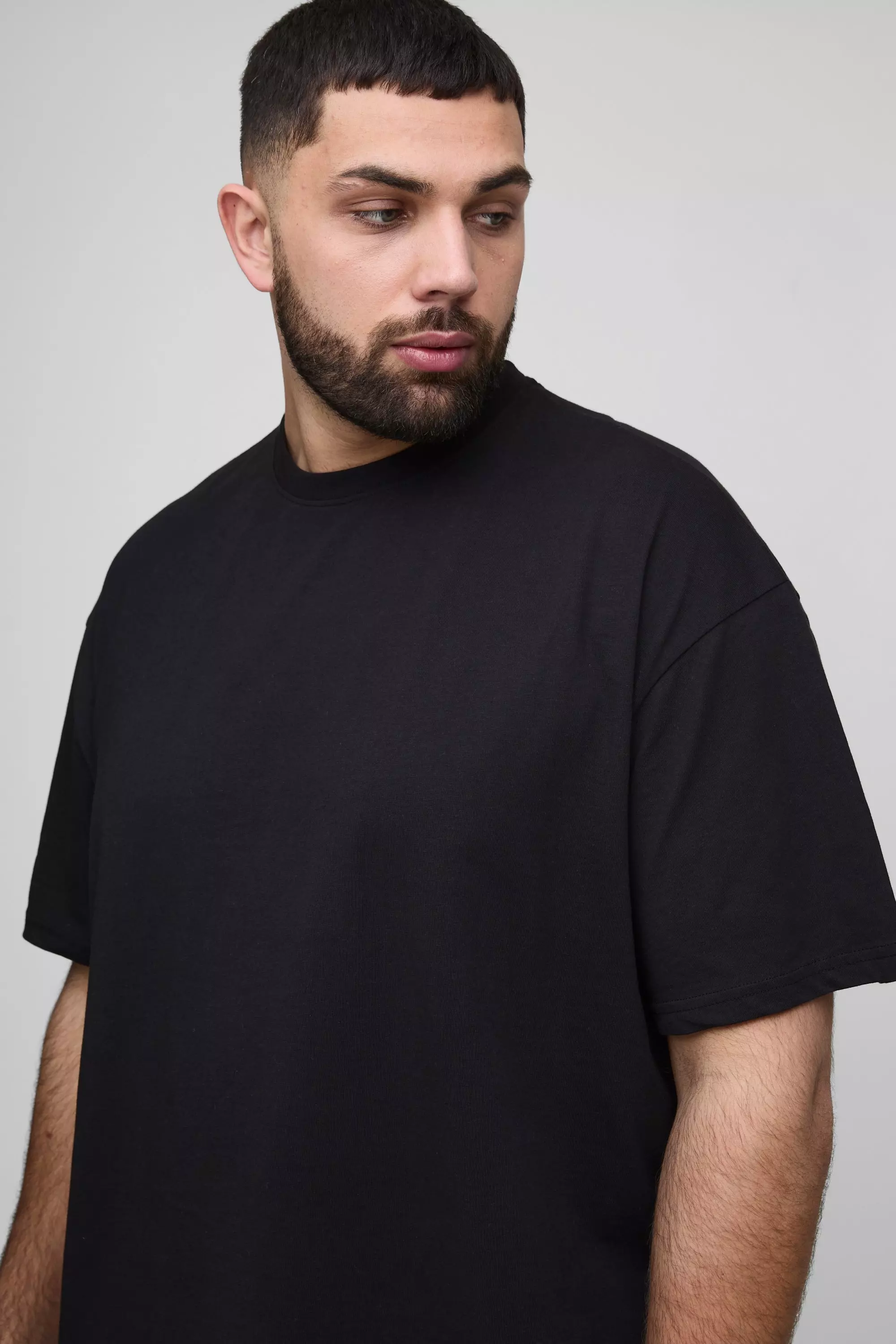 Black Plus Oversized Basic T-Shirt Met Crewneck alternatieve afbeelding