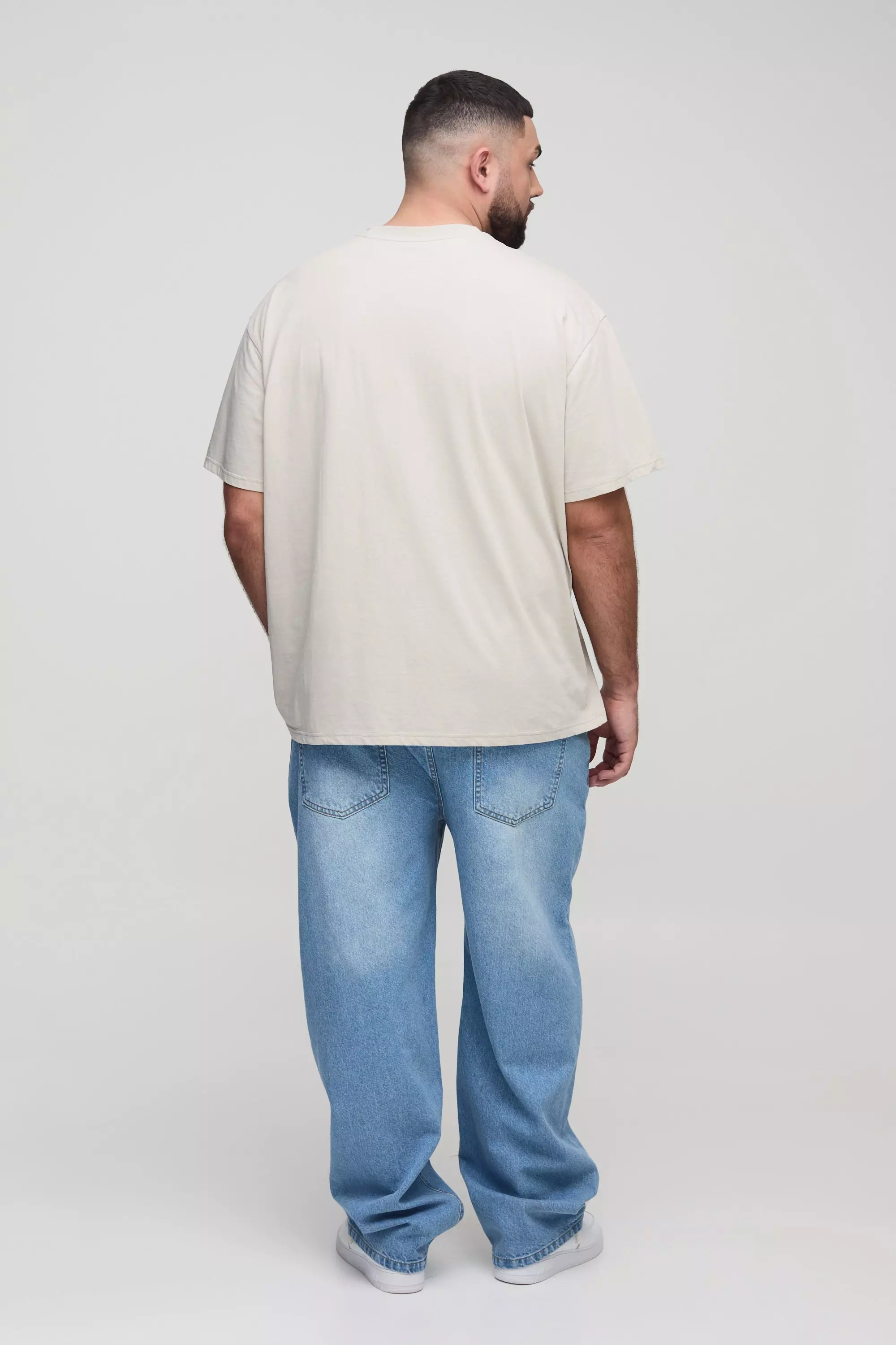 Plus Oversize Basic Rundhals T-Shirt, Stone alternatives Bild