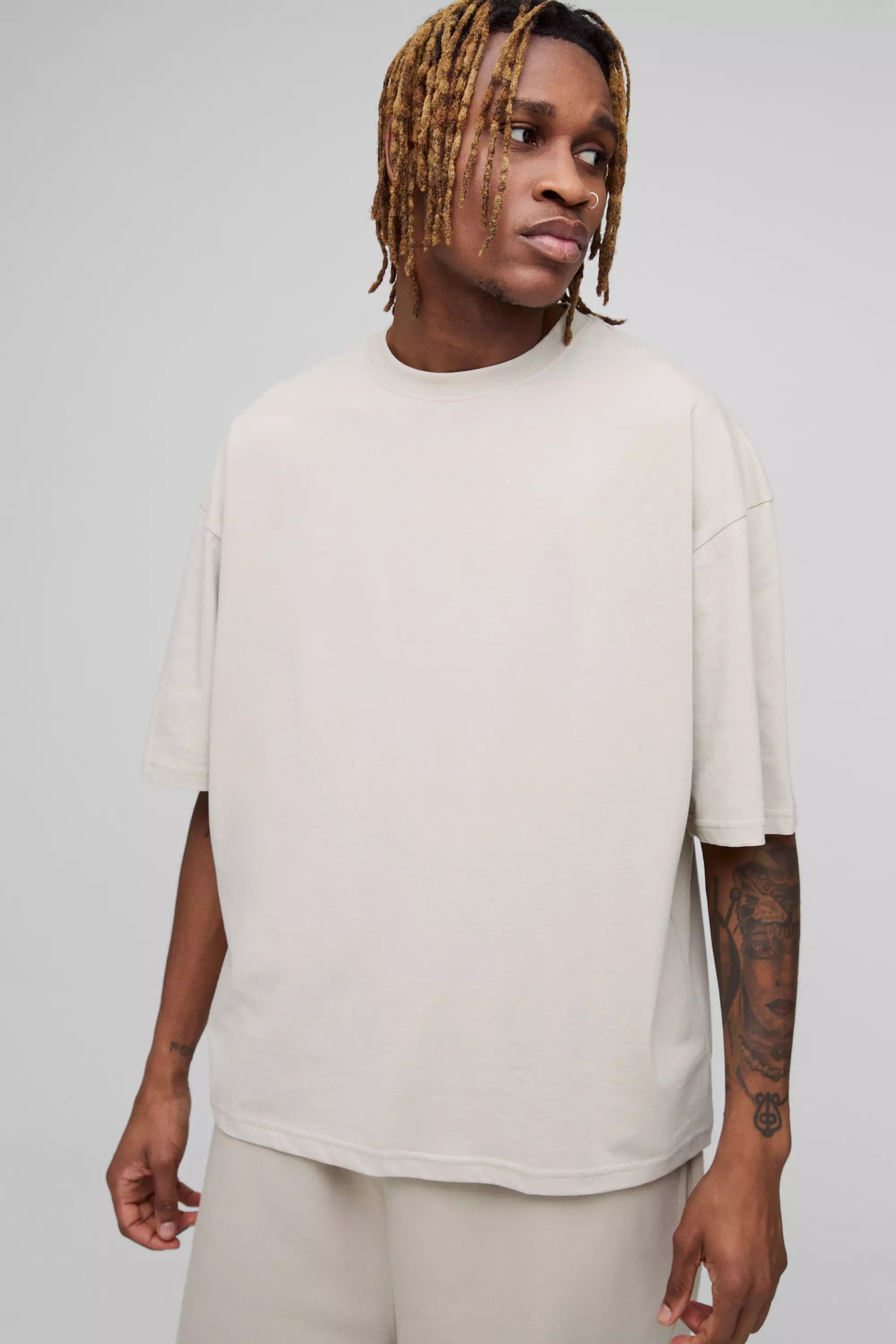 Stone Tall Oversized Basic Boxy T-Shirt alternatieve afbeelding