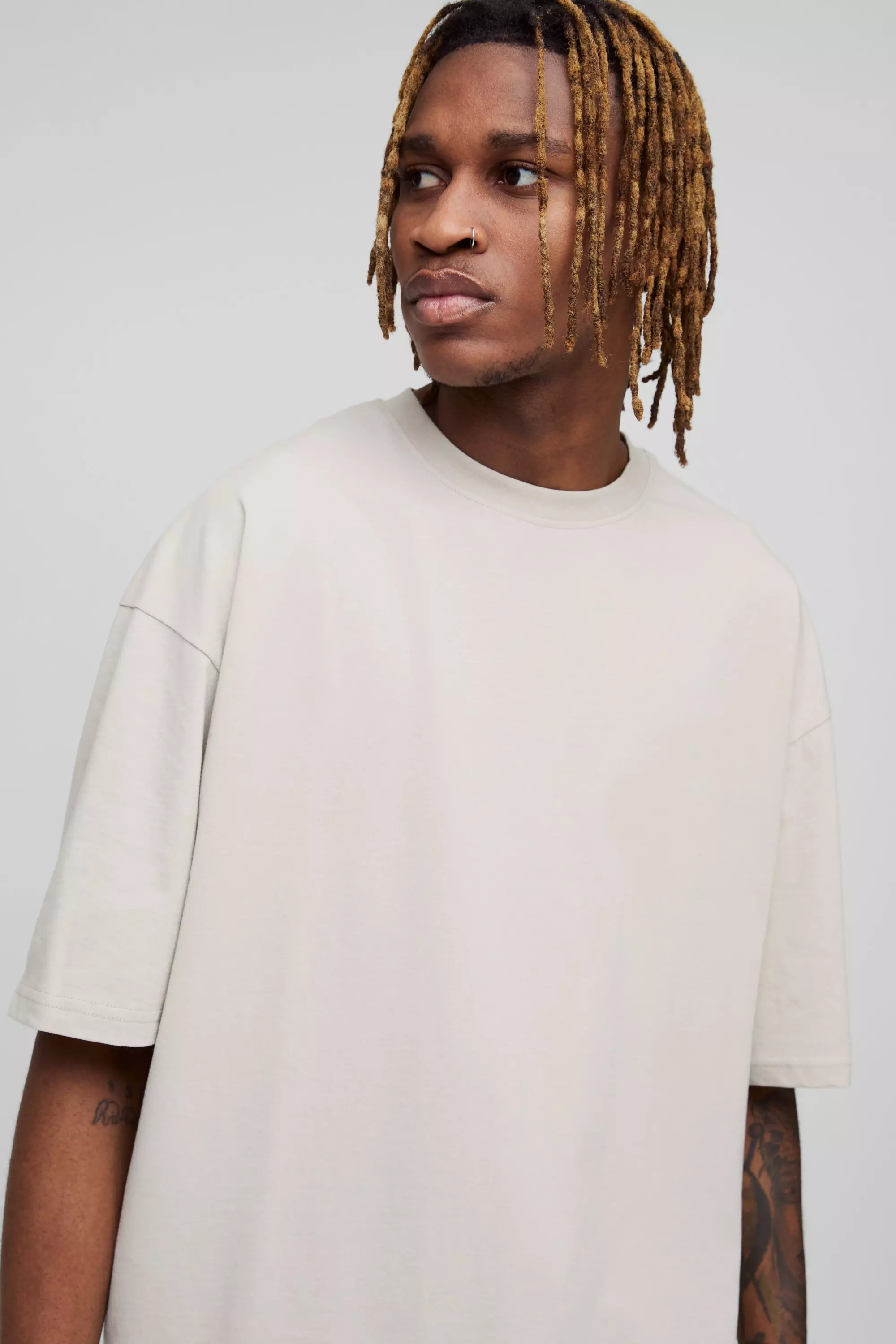 Stone Tall Oversized Basic Boxy T-Shirt alternatieve afbeelding