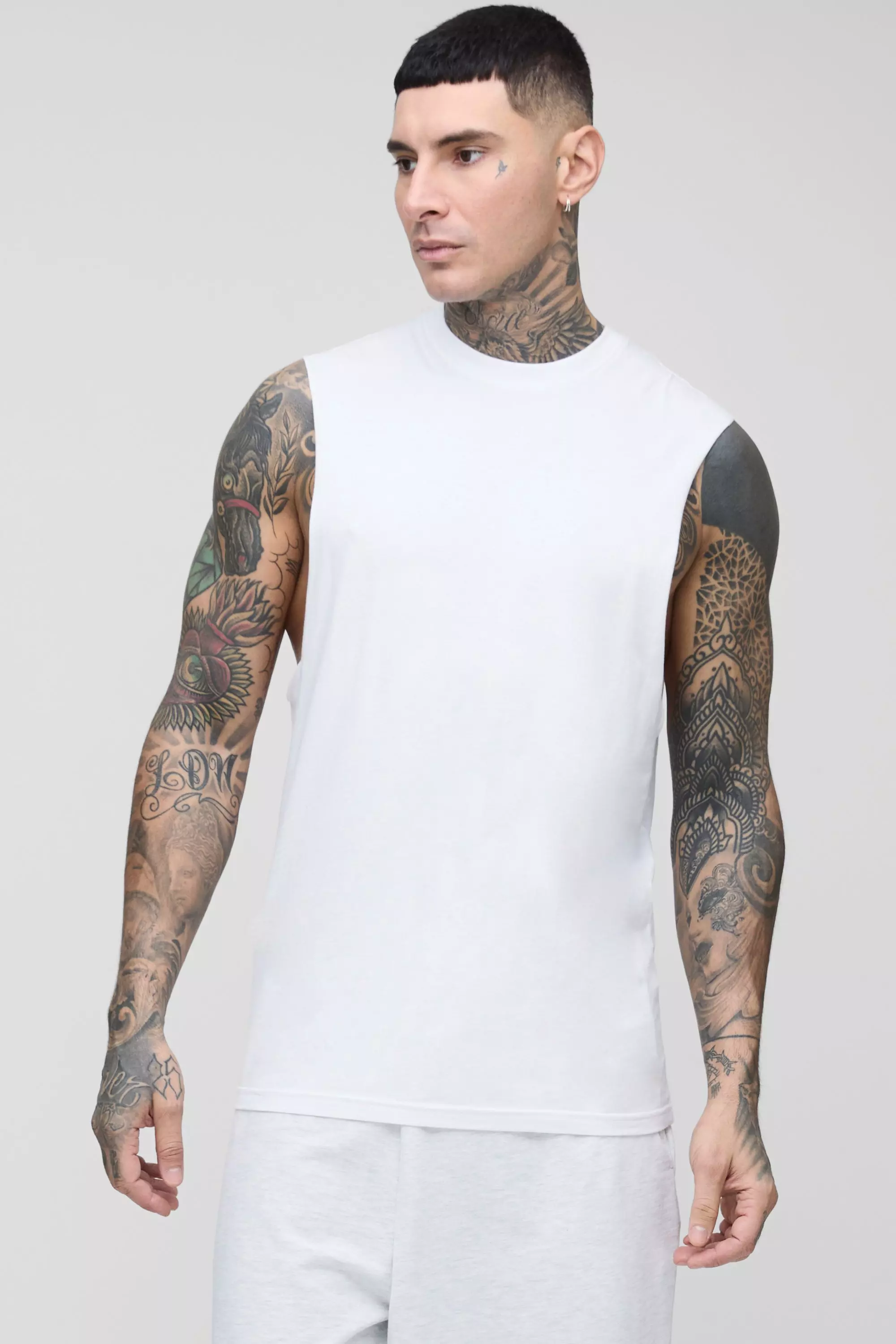Tall Reguar Fit Basic Drop Armhole Tank | boohooMAN USA
