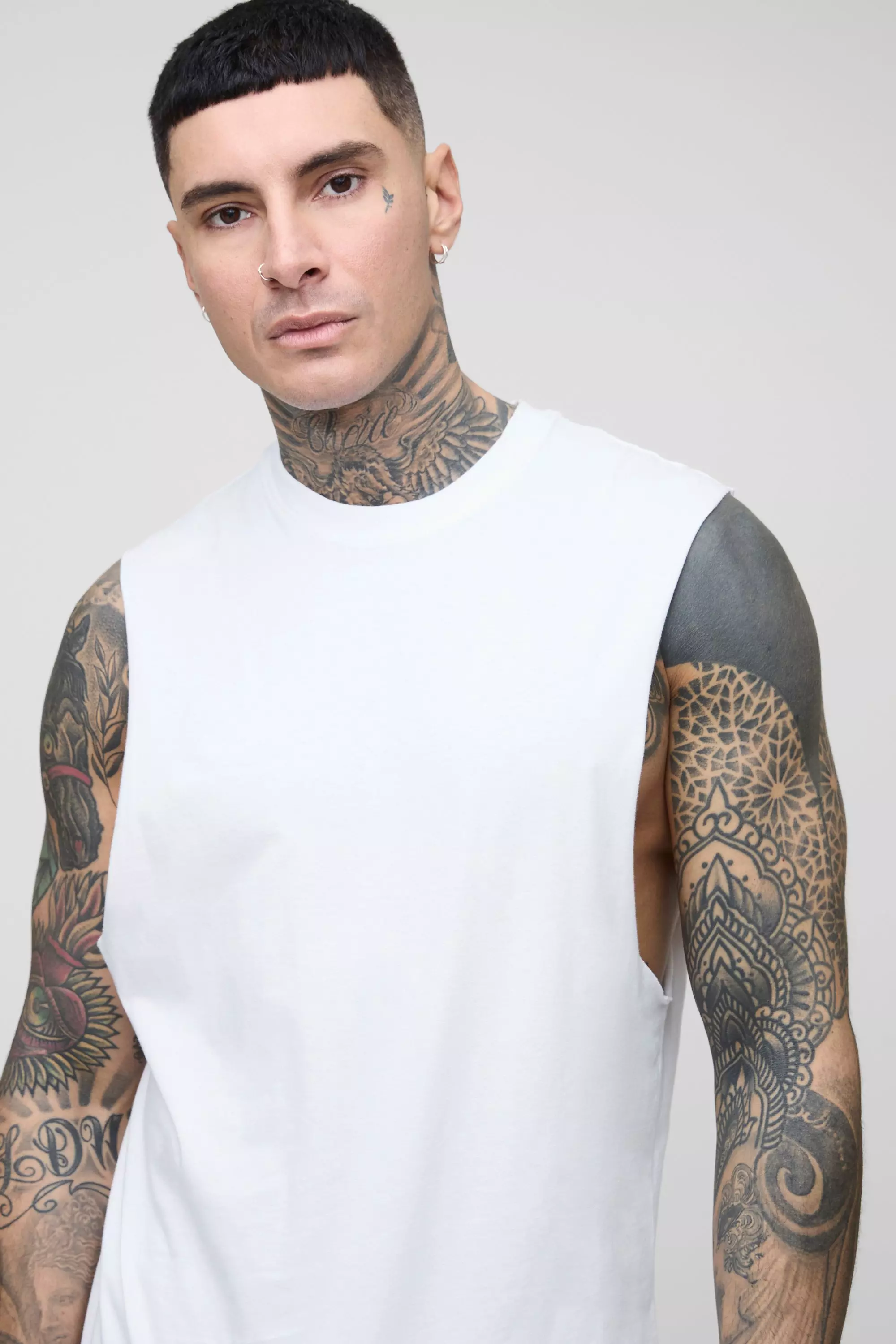 Tall Reguar Fit Basic Drop Armhole Tank | boohooMAN USA