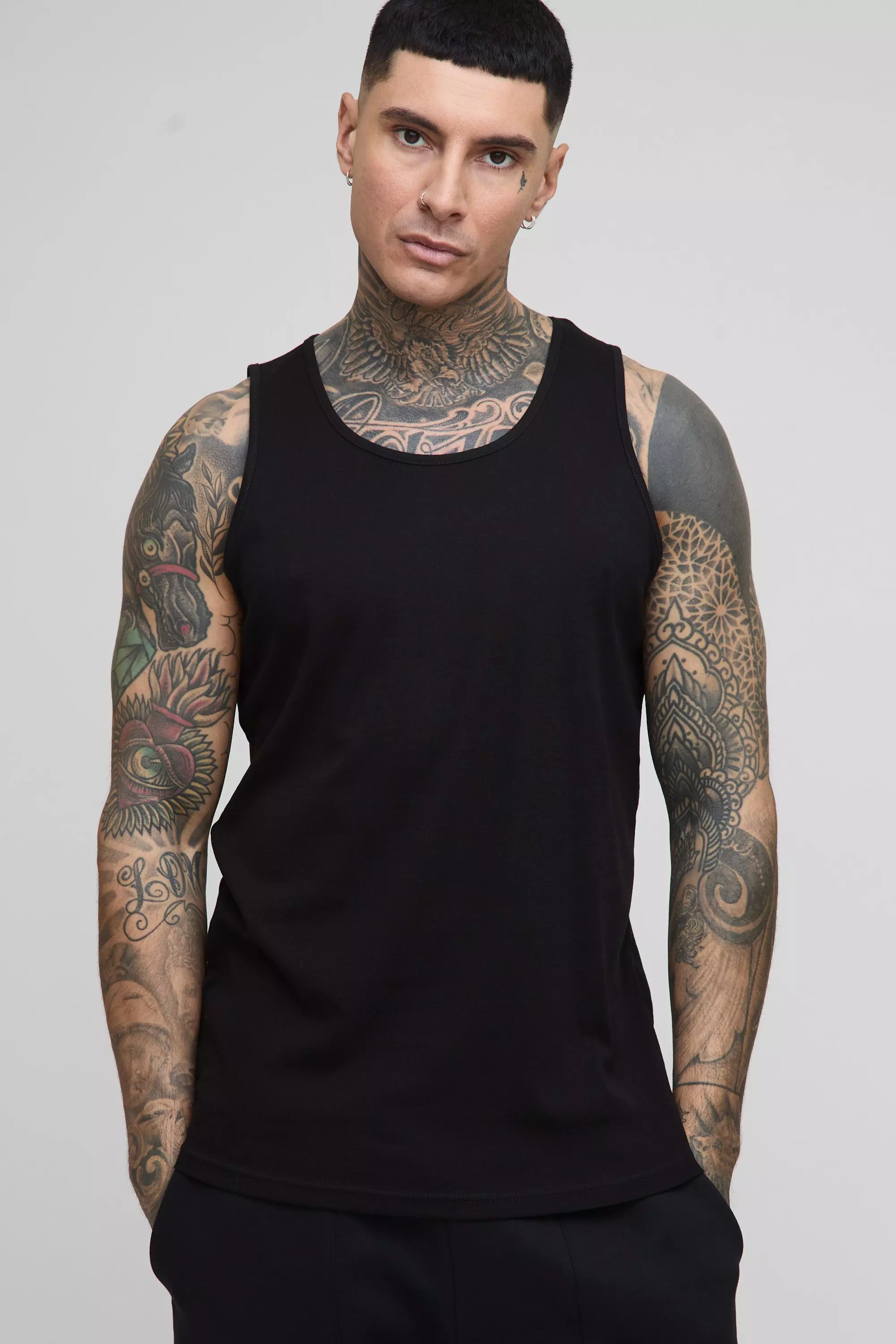 Black Tall Basic Ribbed Undershirt alternative image