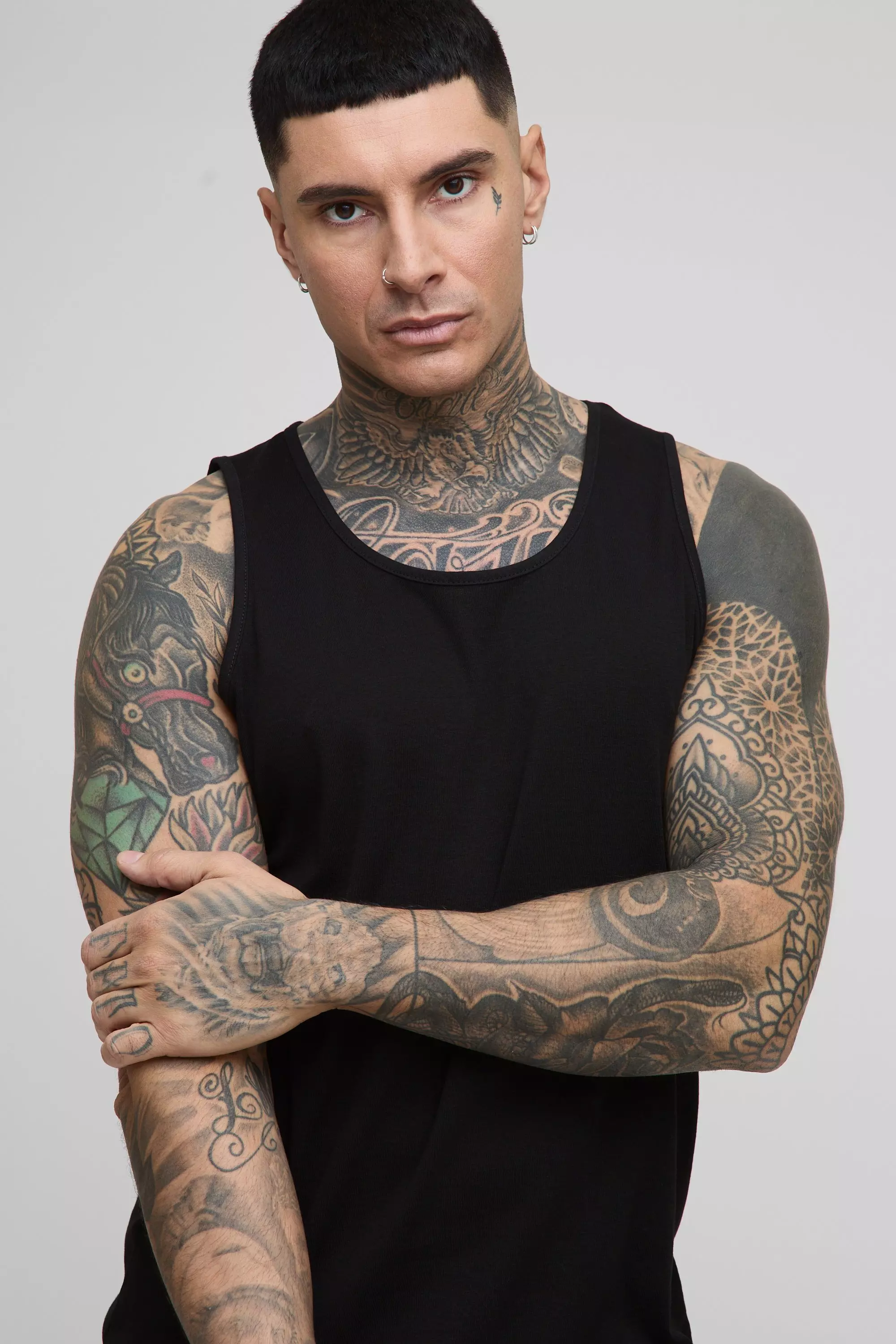 Black Tall Basic Ribbed Undershirt alternative image