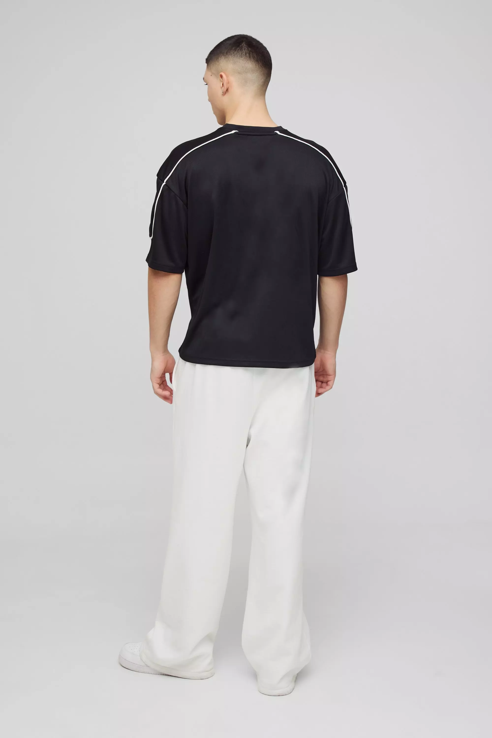 Black Oversized Boxy Half Sleeve Varsity T-Shirt alternative image