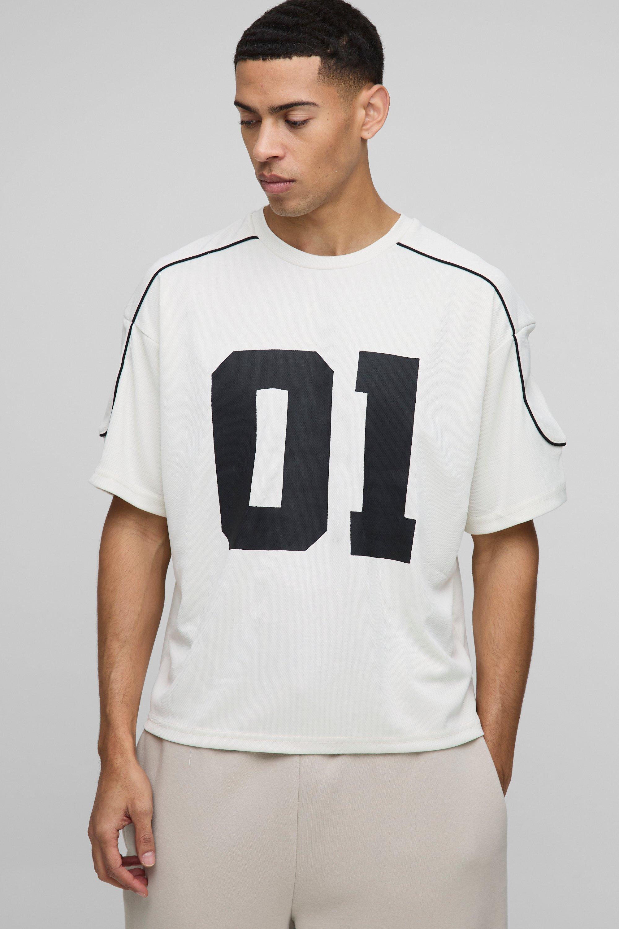 Oversized Boxy Half Sleeve Varsity T-Shirt | boohooMAN USA