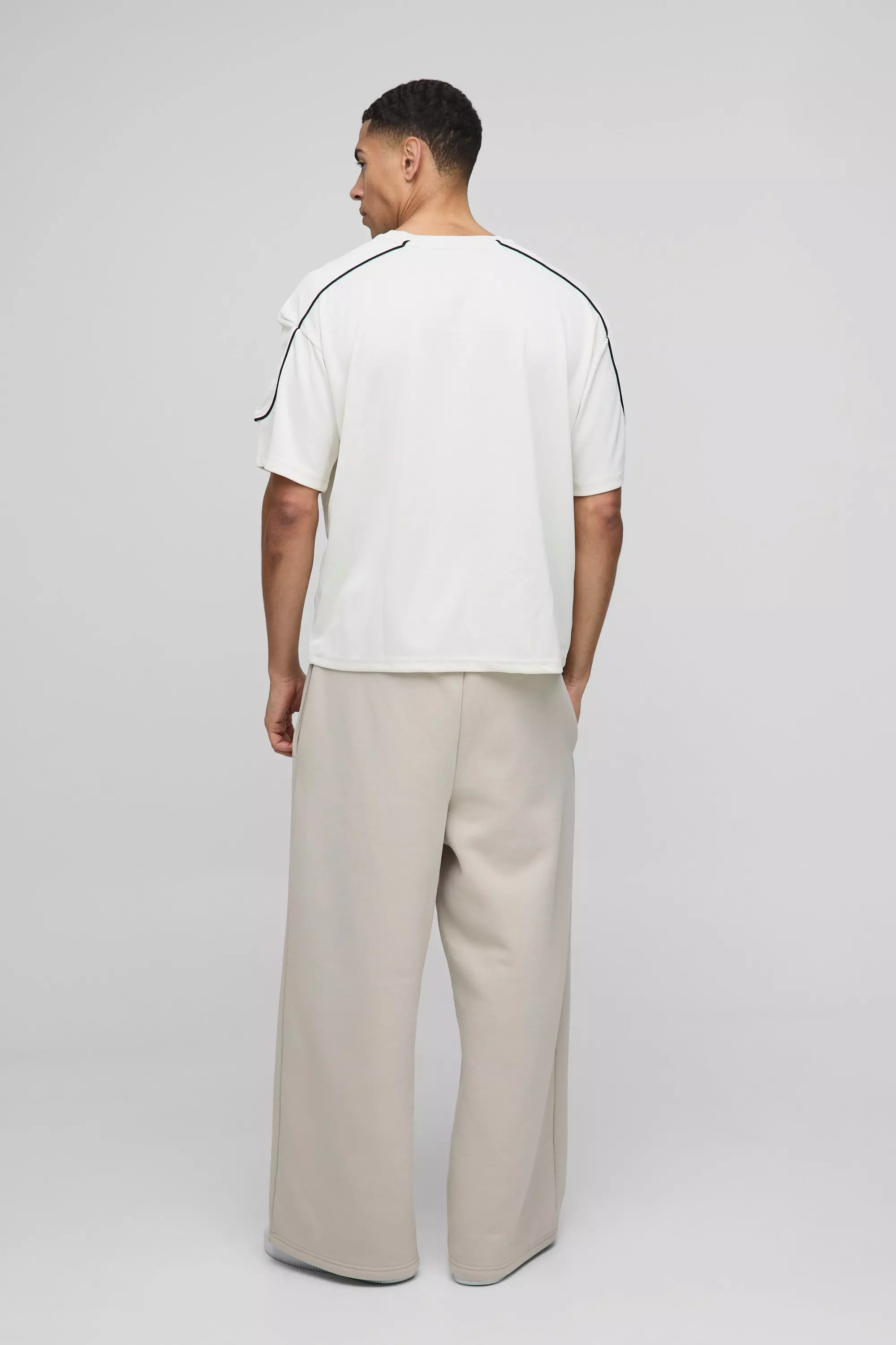 Ecru Oversized Boxy Half Sleeve Varsity T-Shirt alternative image