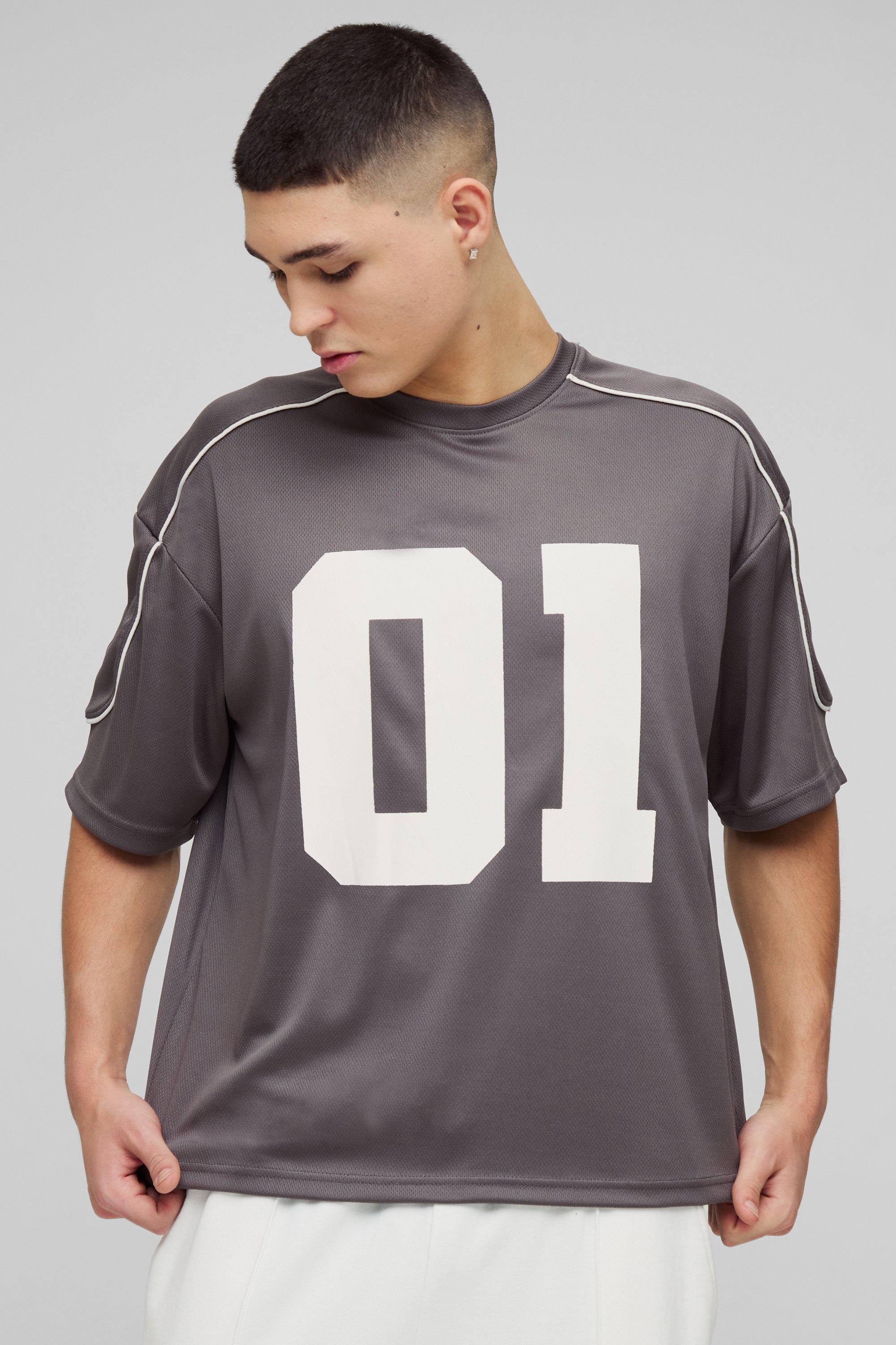 Oversized Boxy Half Sleeve Varsity T-Shirt | boohooMAN USA