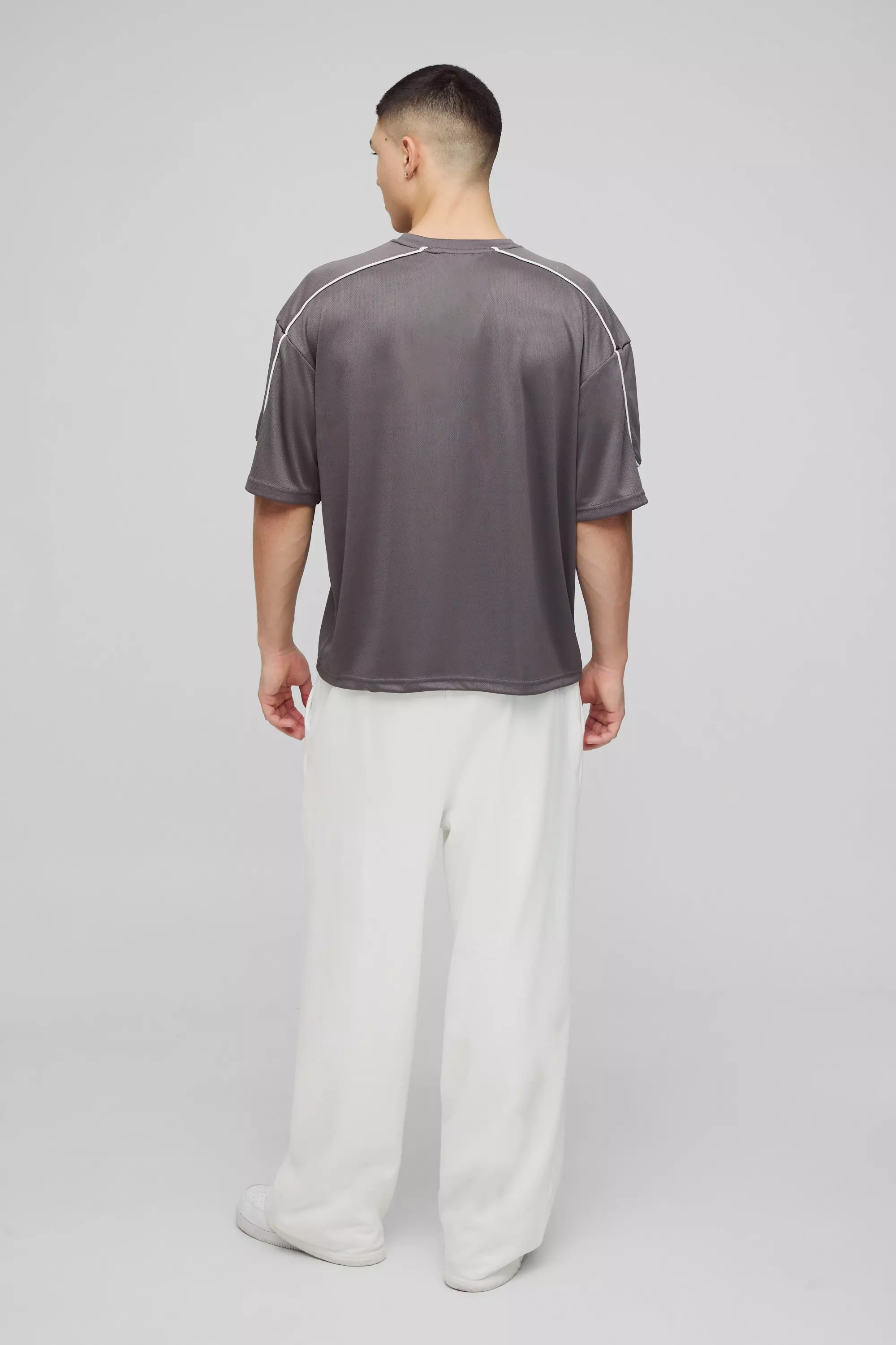 T-shirt oversize universitaire à manches 3/4, Charcoal autre image