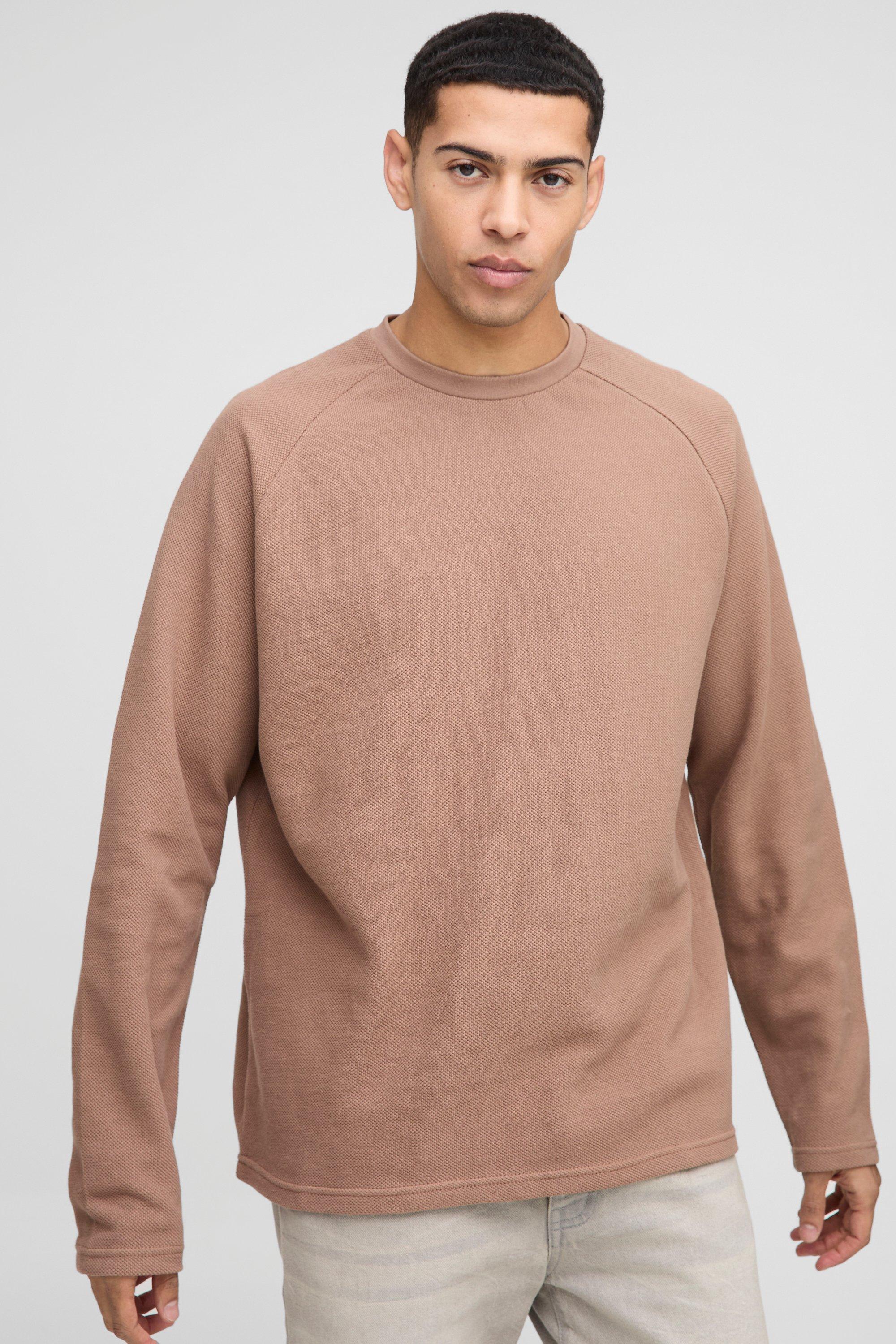 Oversized Long Sleeve Raglan Pique T-Shirt | boohooMAN USA