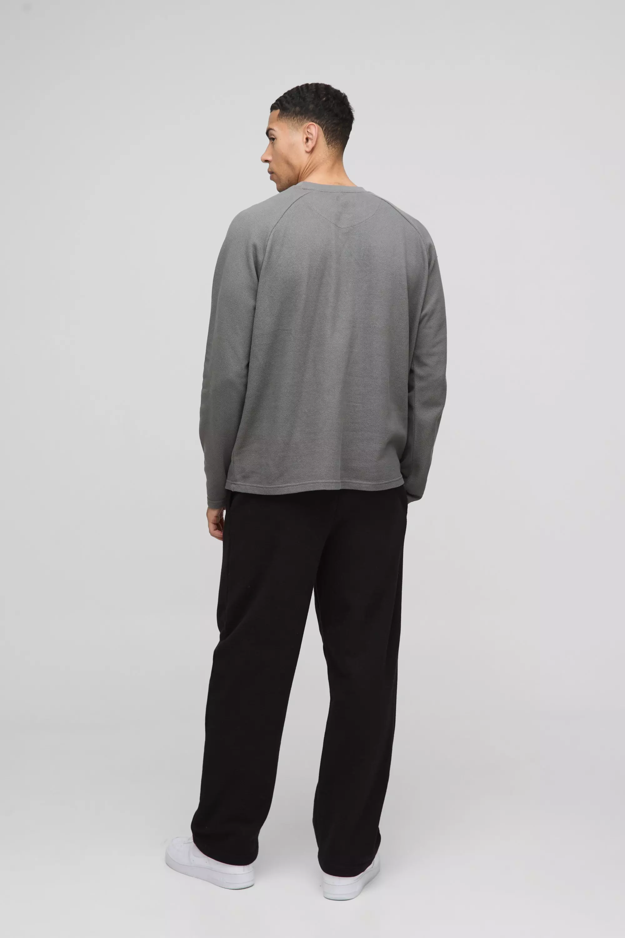 Langärmliges Oversize Raglan Pique T-Shirt, Charcoal alternatives Bild