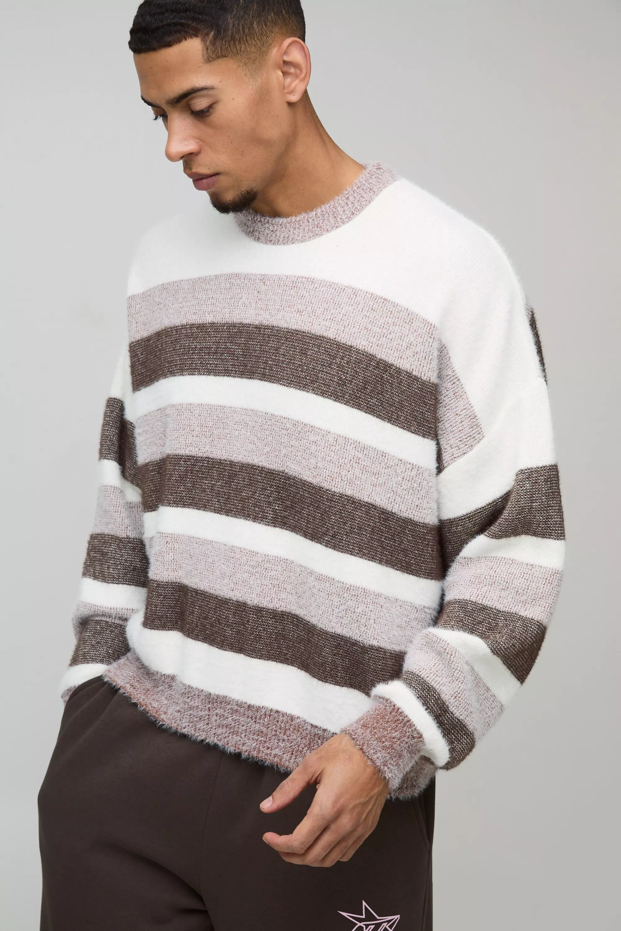 Pull oversize en maille brossée, Brown autre image