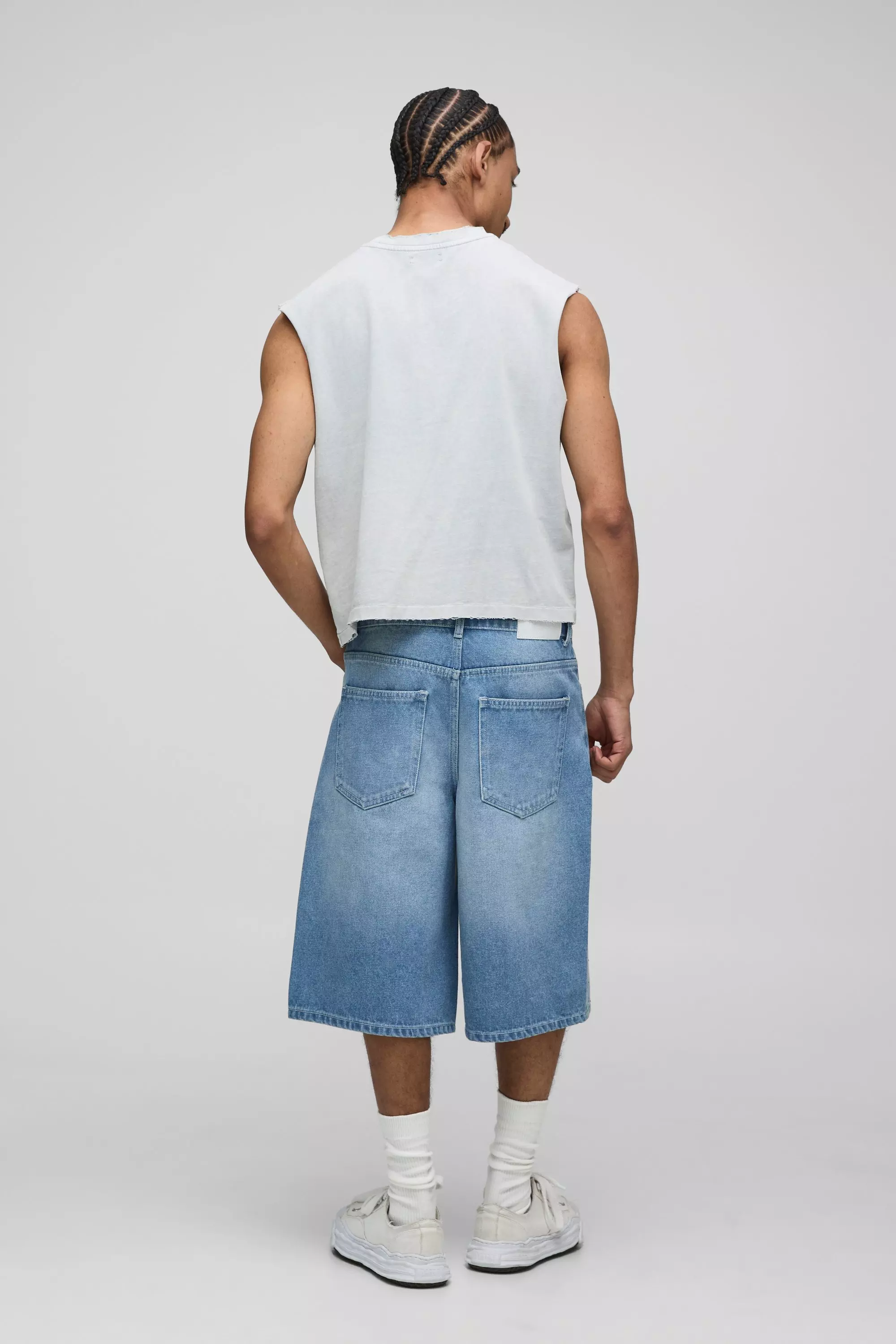 Light blue Regular All Over Embellished Jorts alternative image