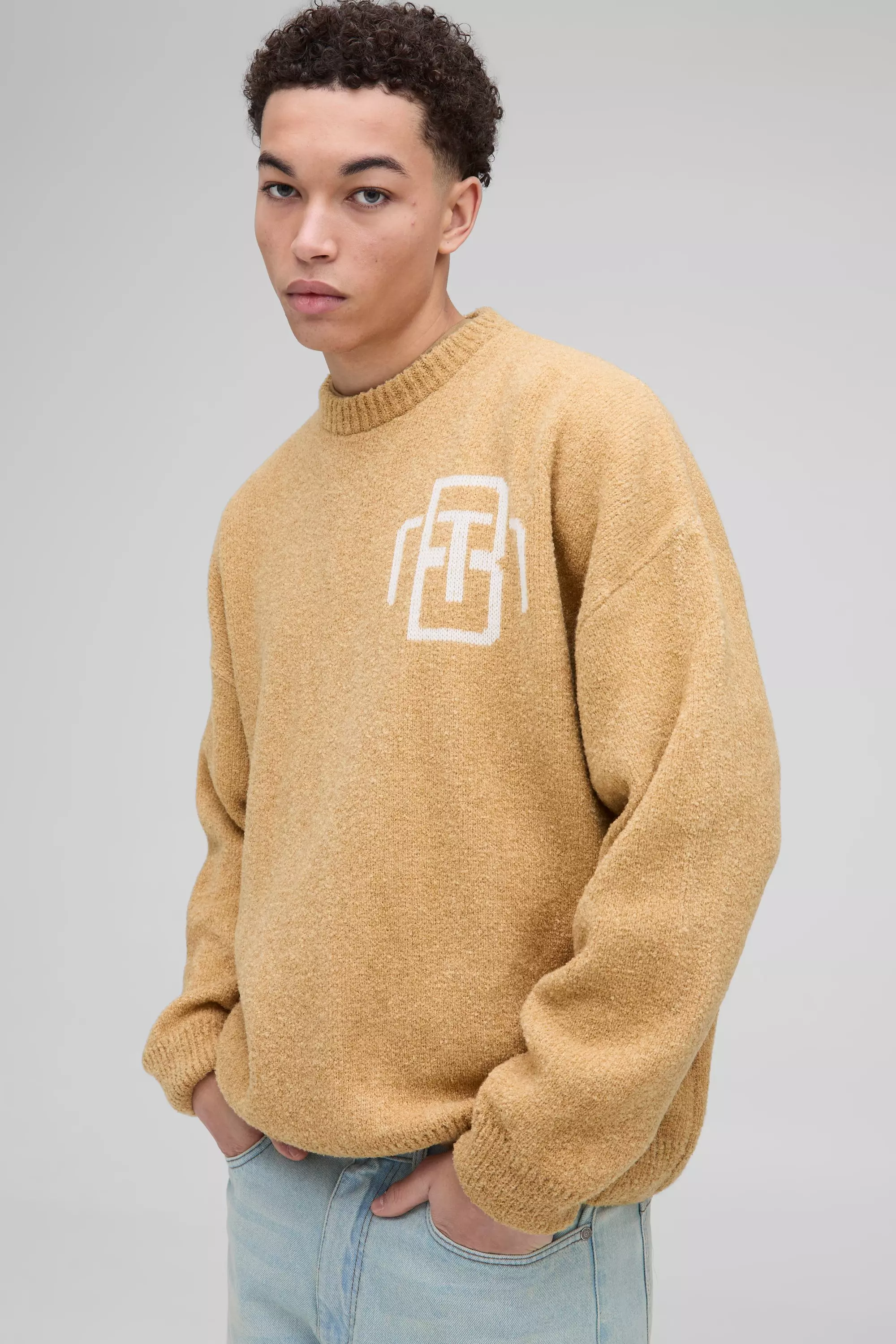 Stone Man Oversized Boucle Knitted Jumper alternative image