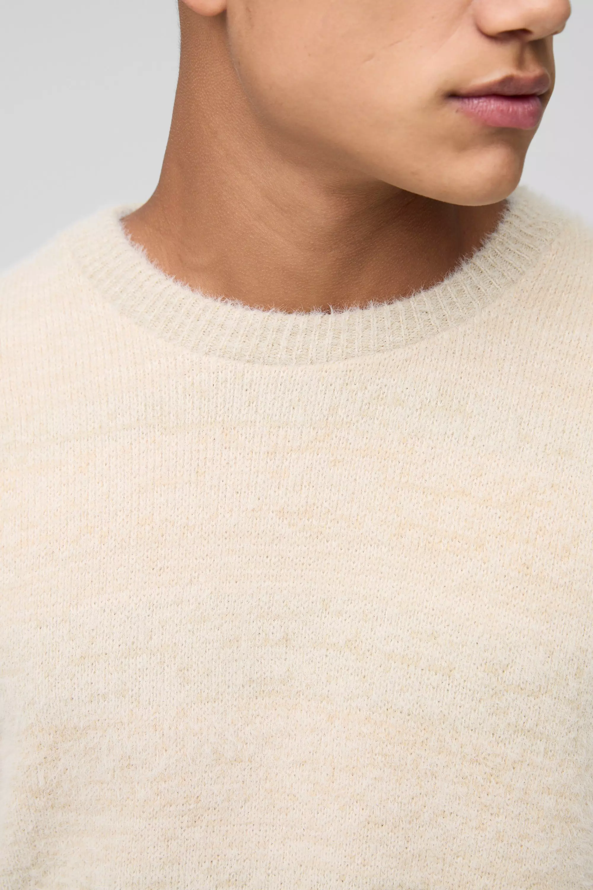Stone Oversized Geborstelde Gestreepte Gebreide Trui alternatieve afbeelding