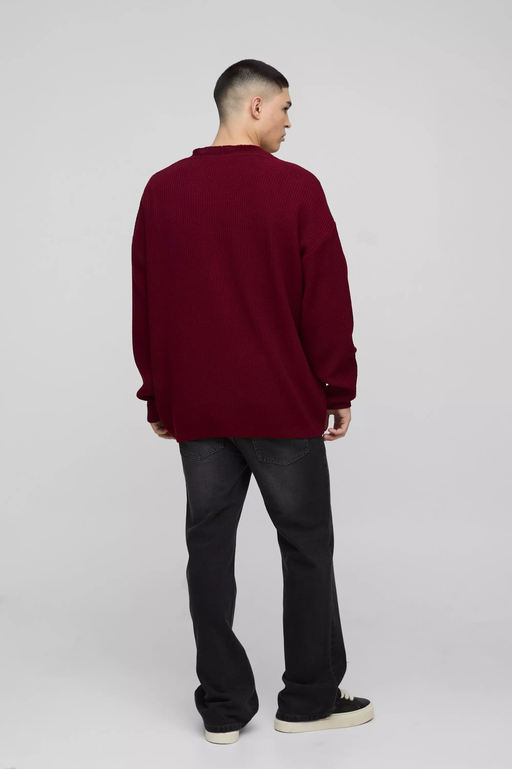 Gerippter Oversize Cardigan, Burgundy alternatives Bild