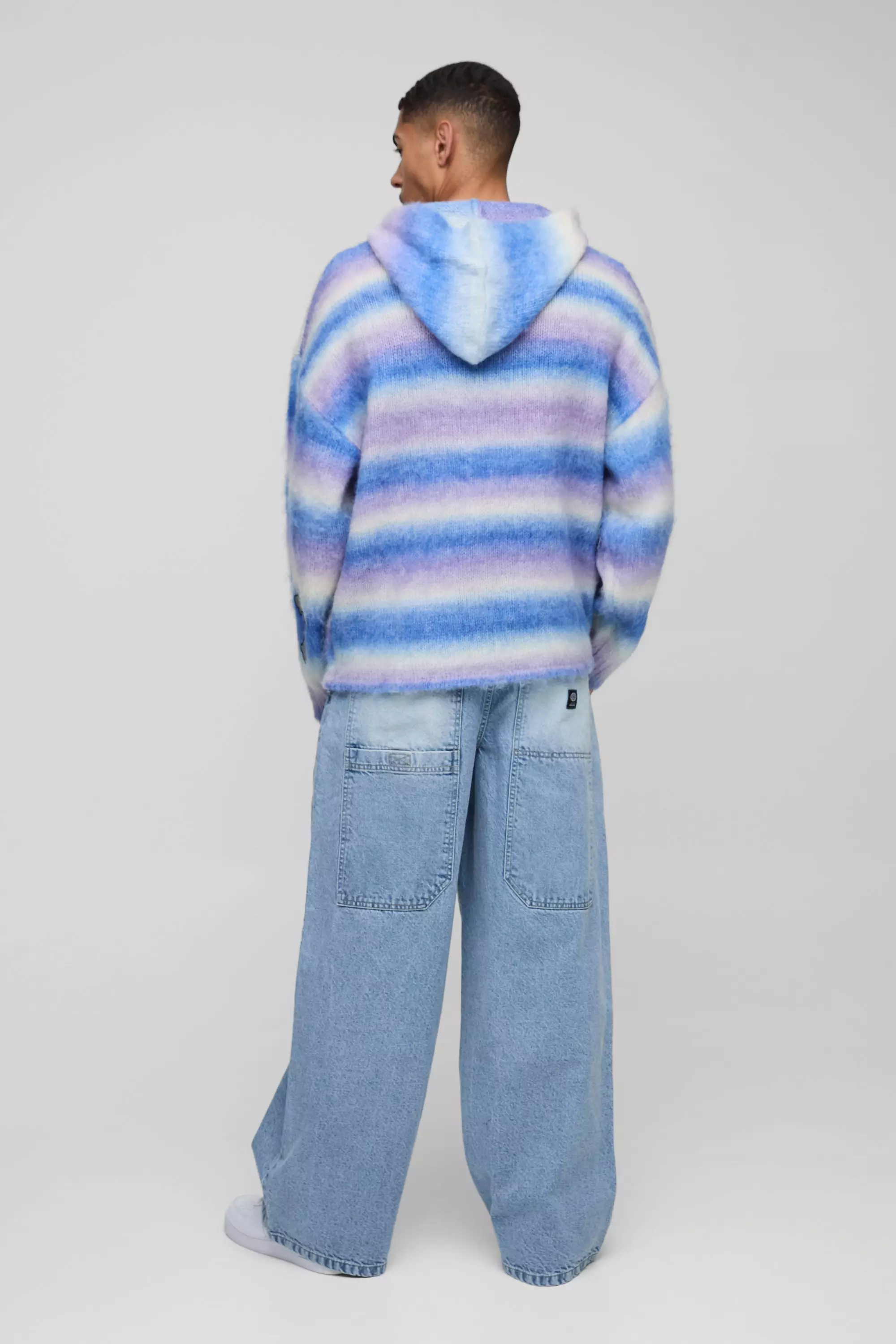 Kastiger gestreifter Strick-Hoodie, Lilac alternatives Bild