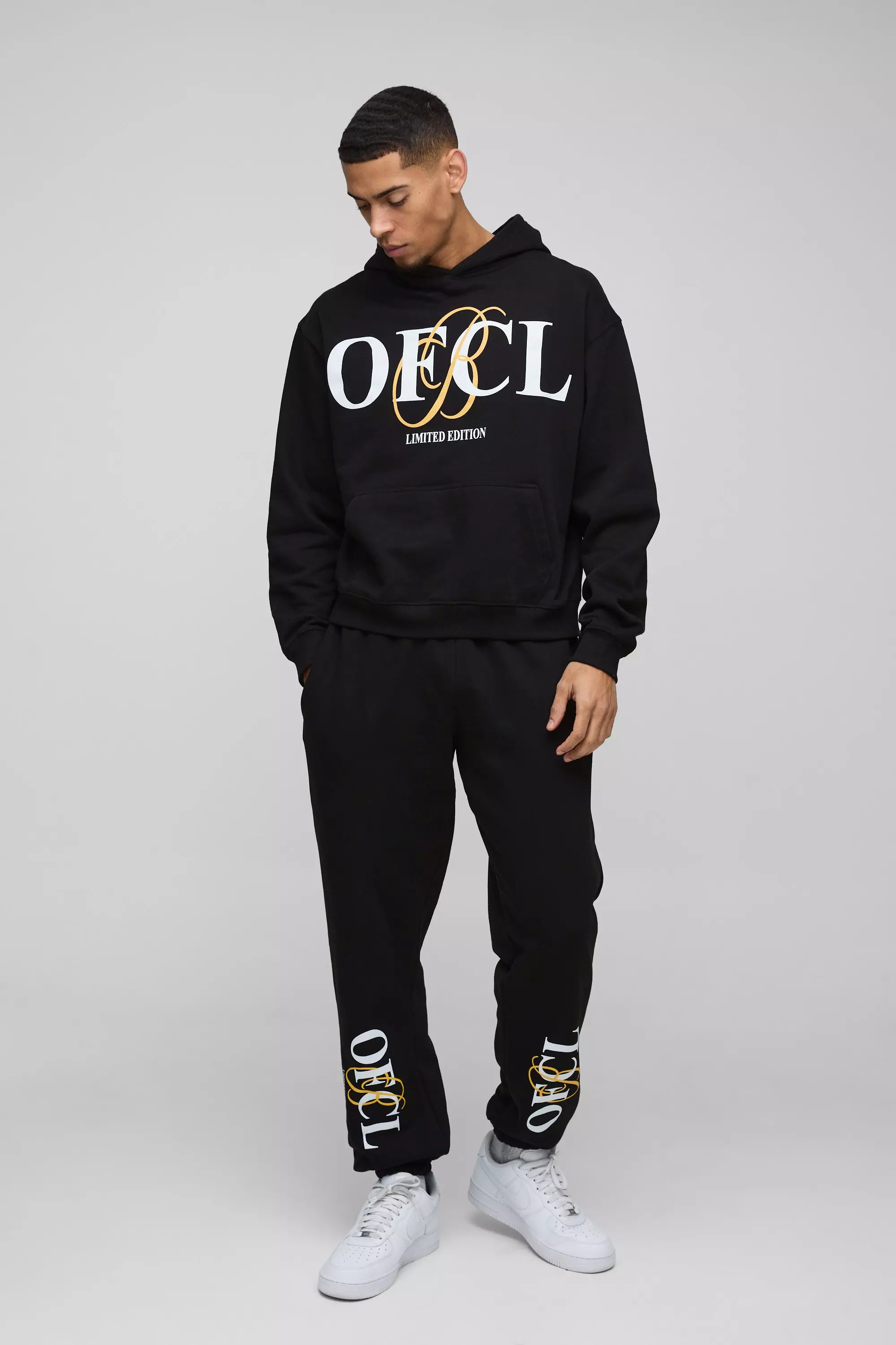 Boohooman printed tracksuit on sale