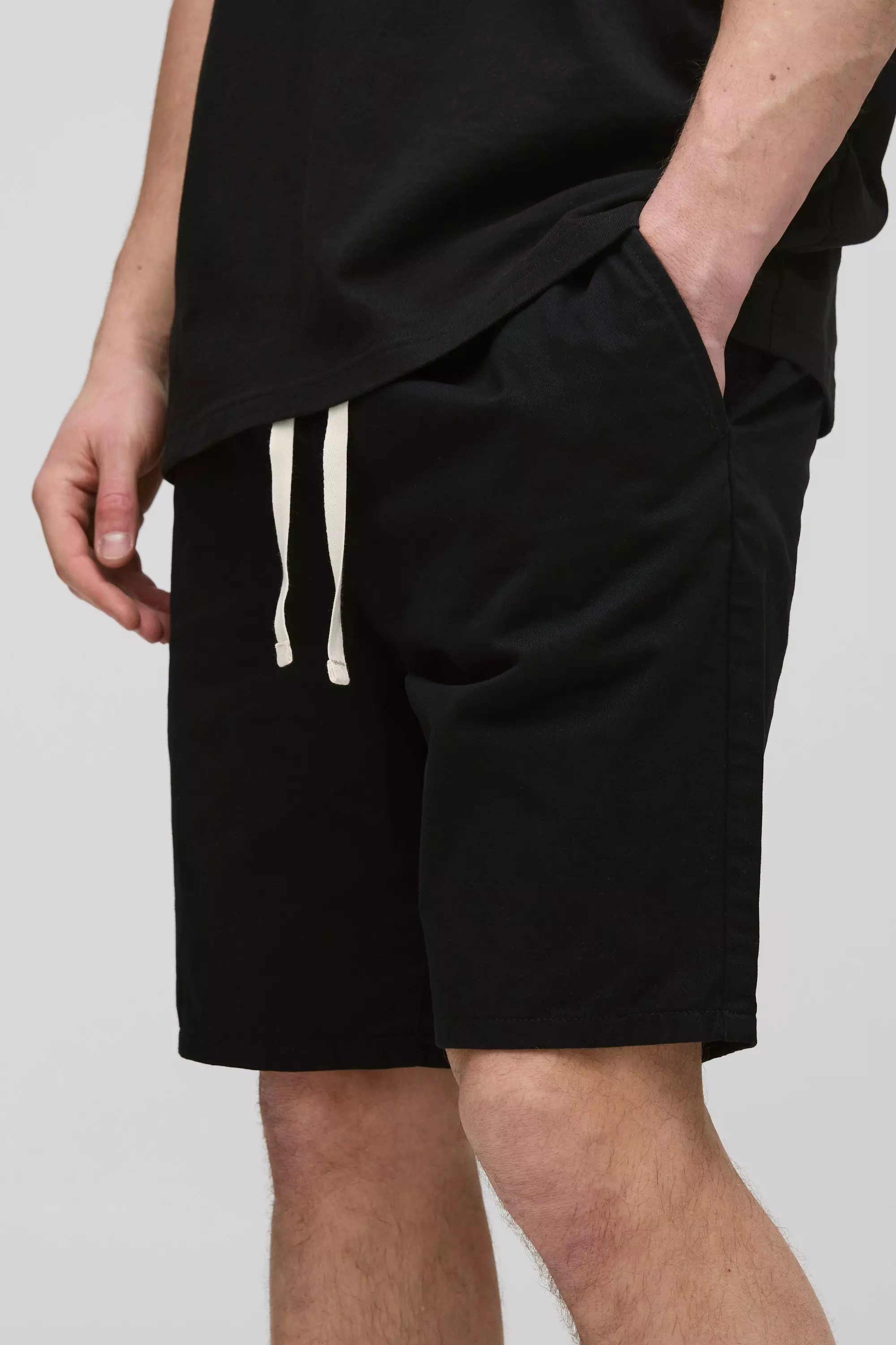 Black Tall Elasticated Waist Slim Fit Shorts alternative image