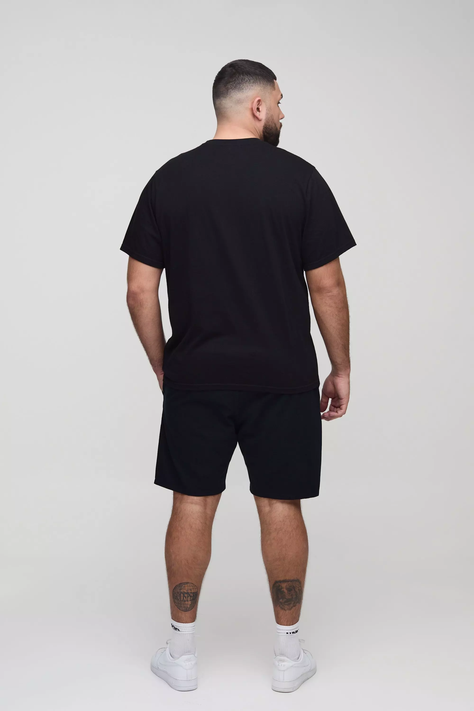 Black Plus Slim Fit Shorts Met Elastische Taille alternatieve afbeelding
