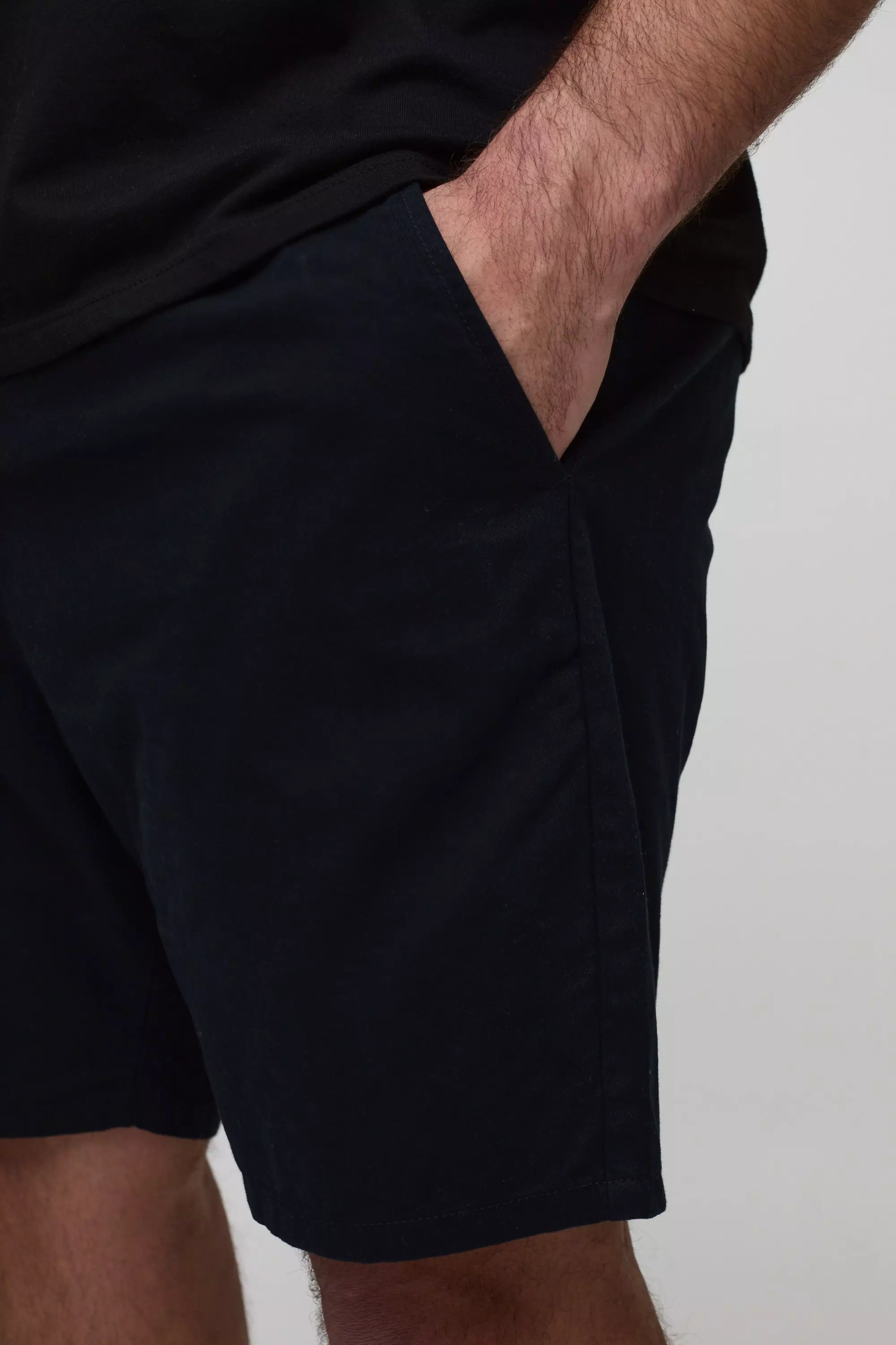 Black Plus Slim Fit Shorts Met Elastische Taille alternatieve afbeelding