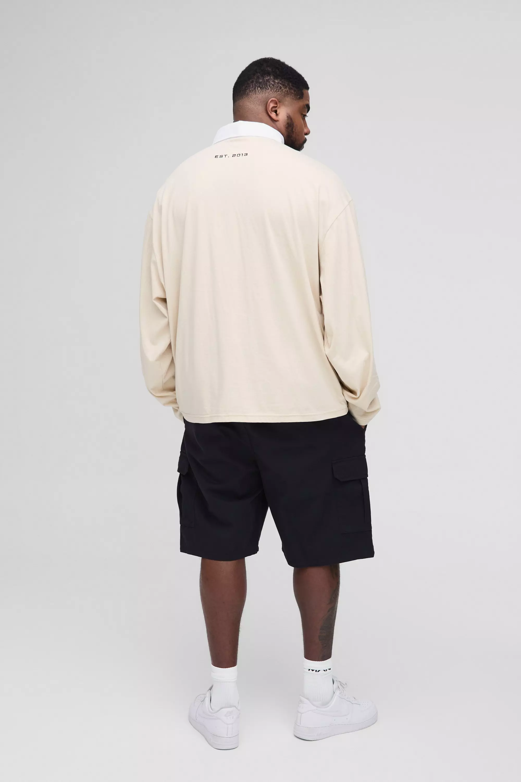 Black Plus Relaxed Fit Woven Tab Cargo Shorts alternative image