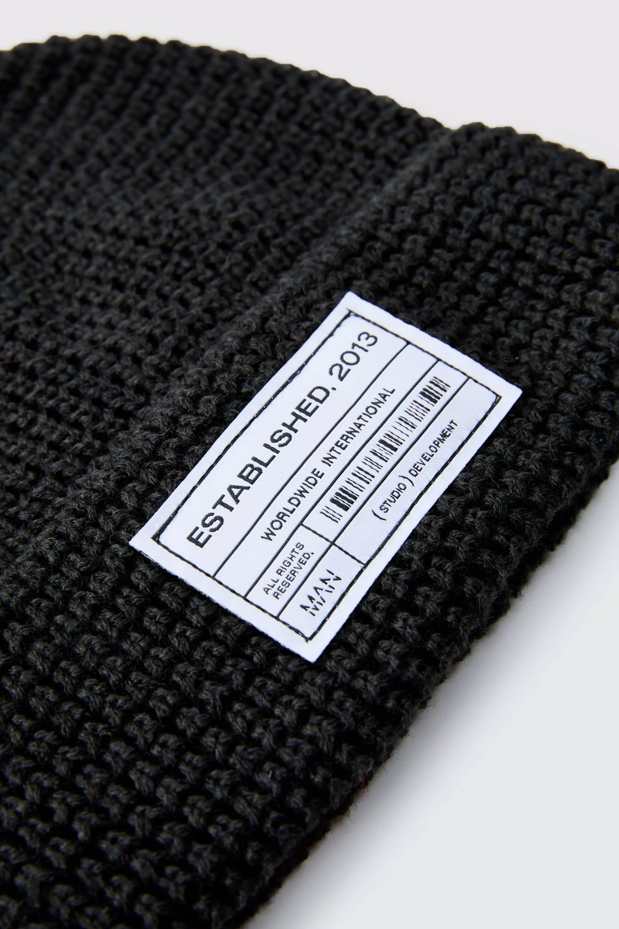 Berretto Beanie In Maglia Con Trama A Nido D’Ape , Black immagine alternativa