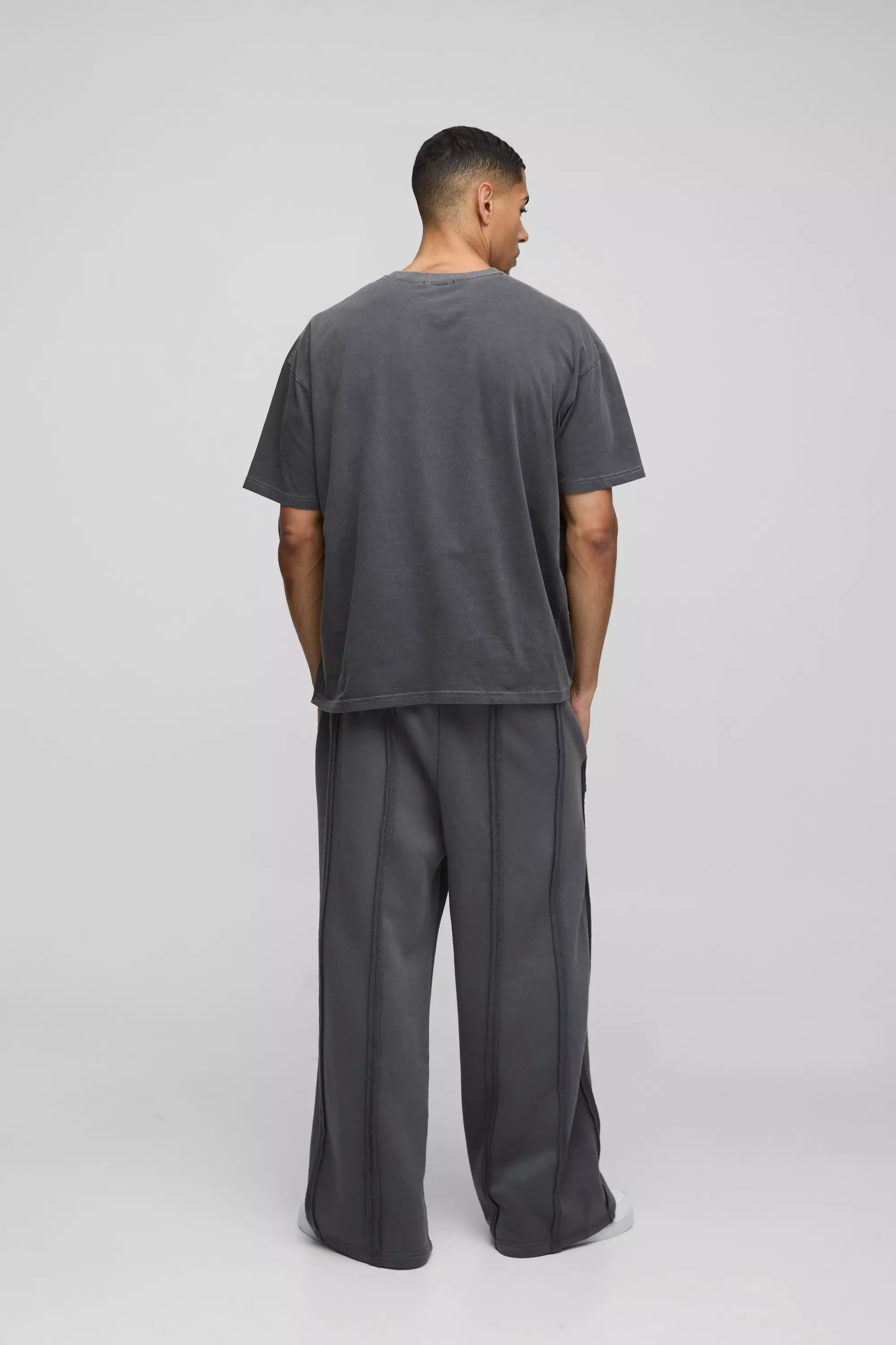 Charcoal Extreme Wide Leg Exposed Seam Jogger alternative image
