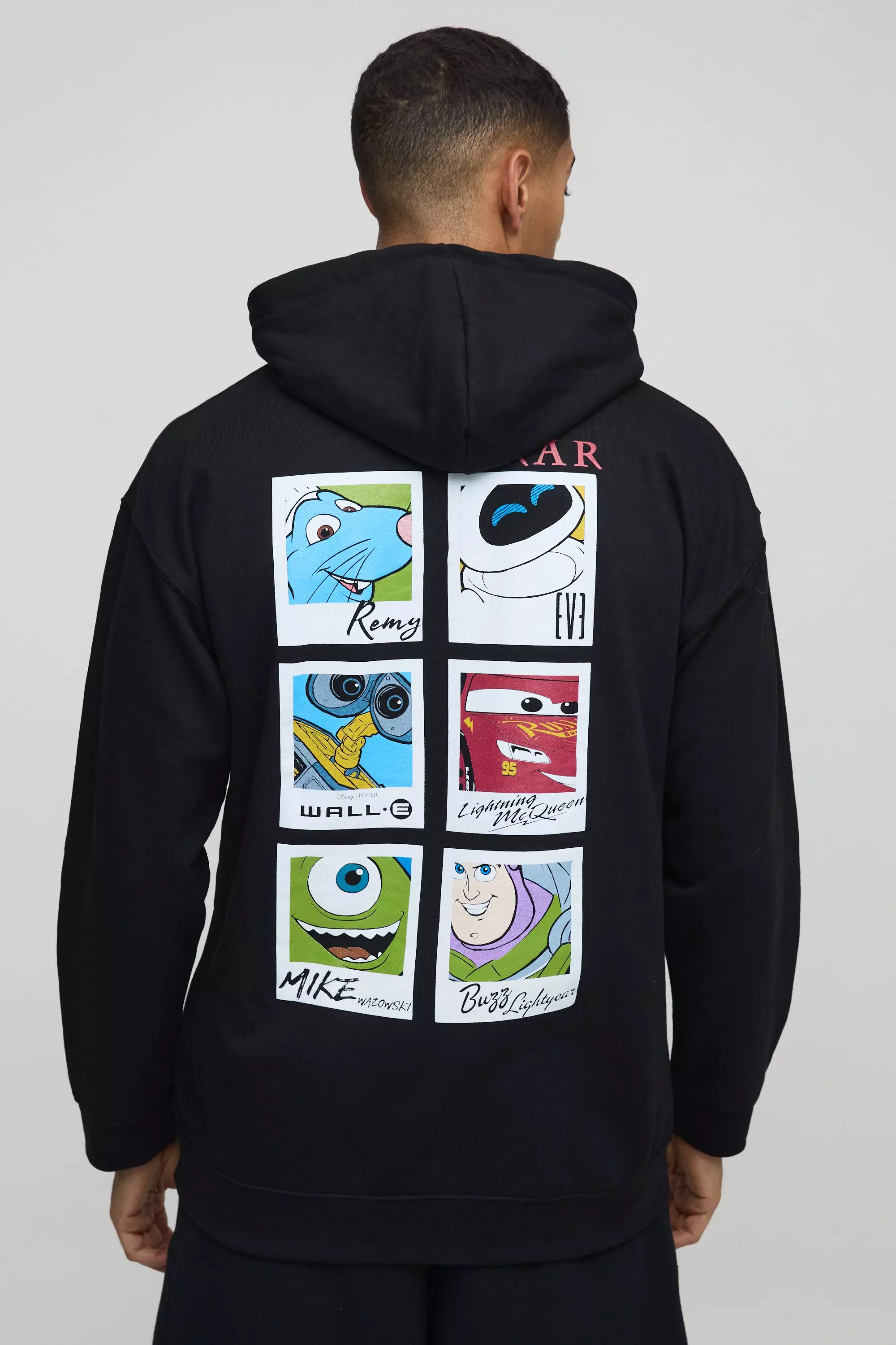 Oversized Disney Pixar Multi Character License Print Hoodie boohooMAN