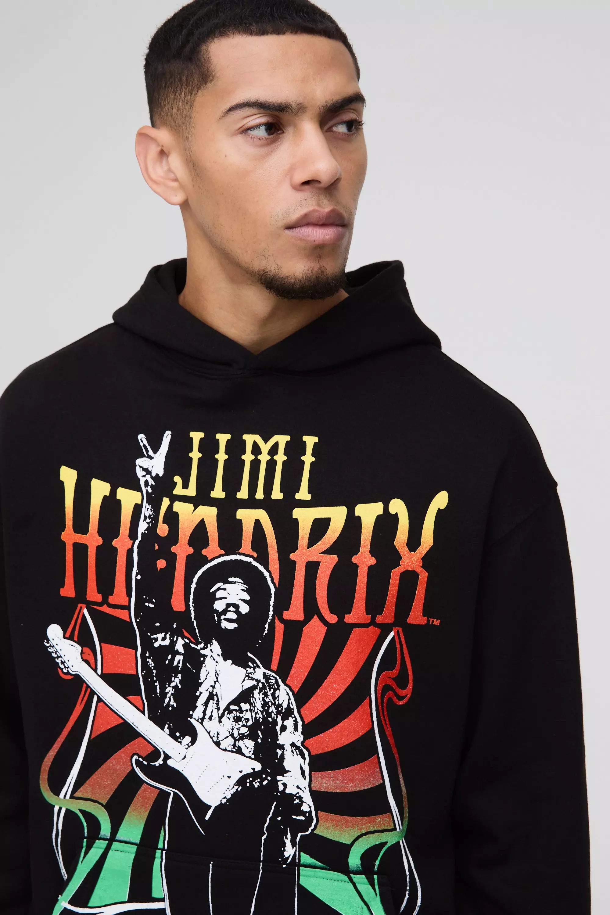 Sweat à capuche oversize à imprimé Jimi Hendrix, Black autre image