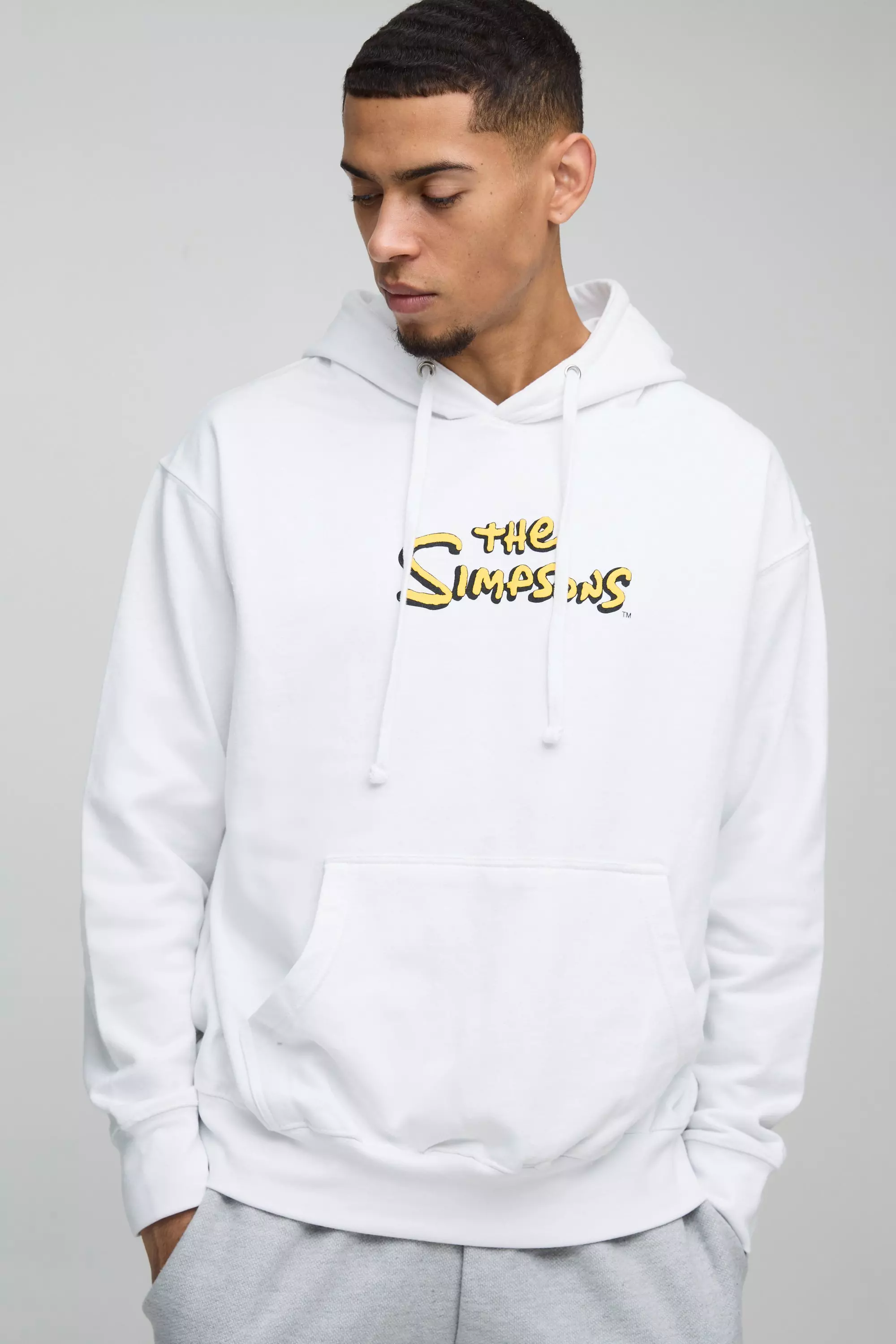 Oversized The Simpsons License Print Hoodie White