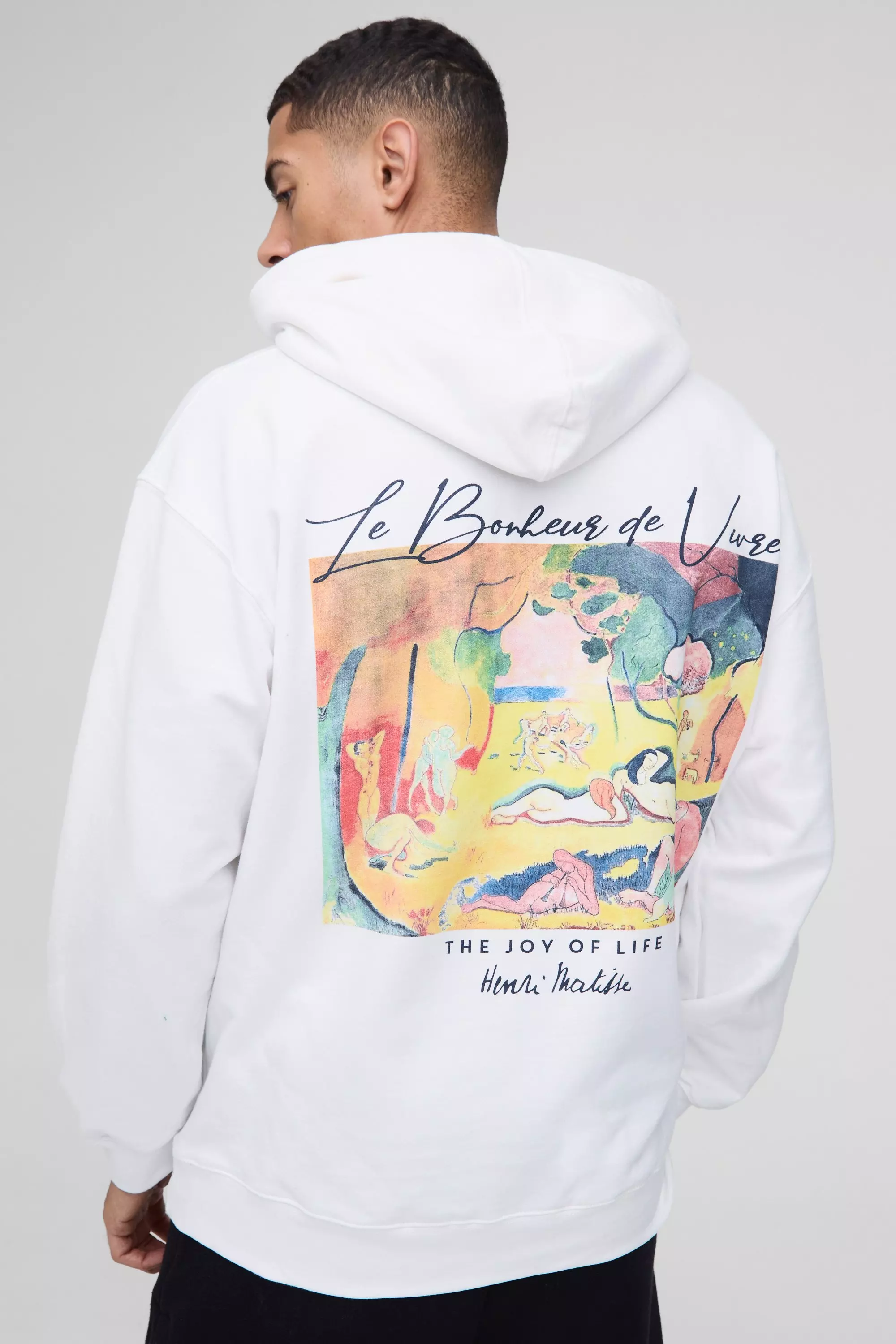 White Oversized Matisse Art License Print Hoodie alternative image