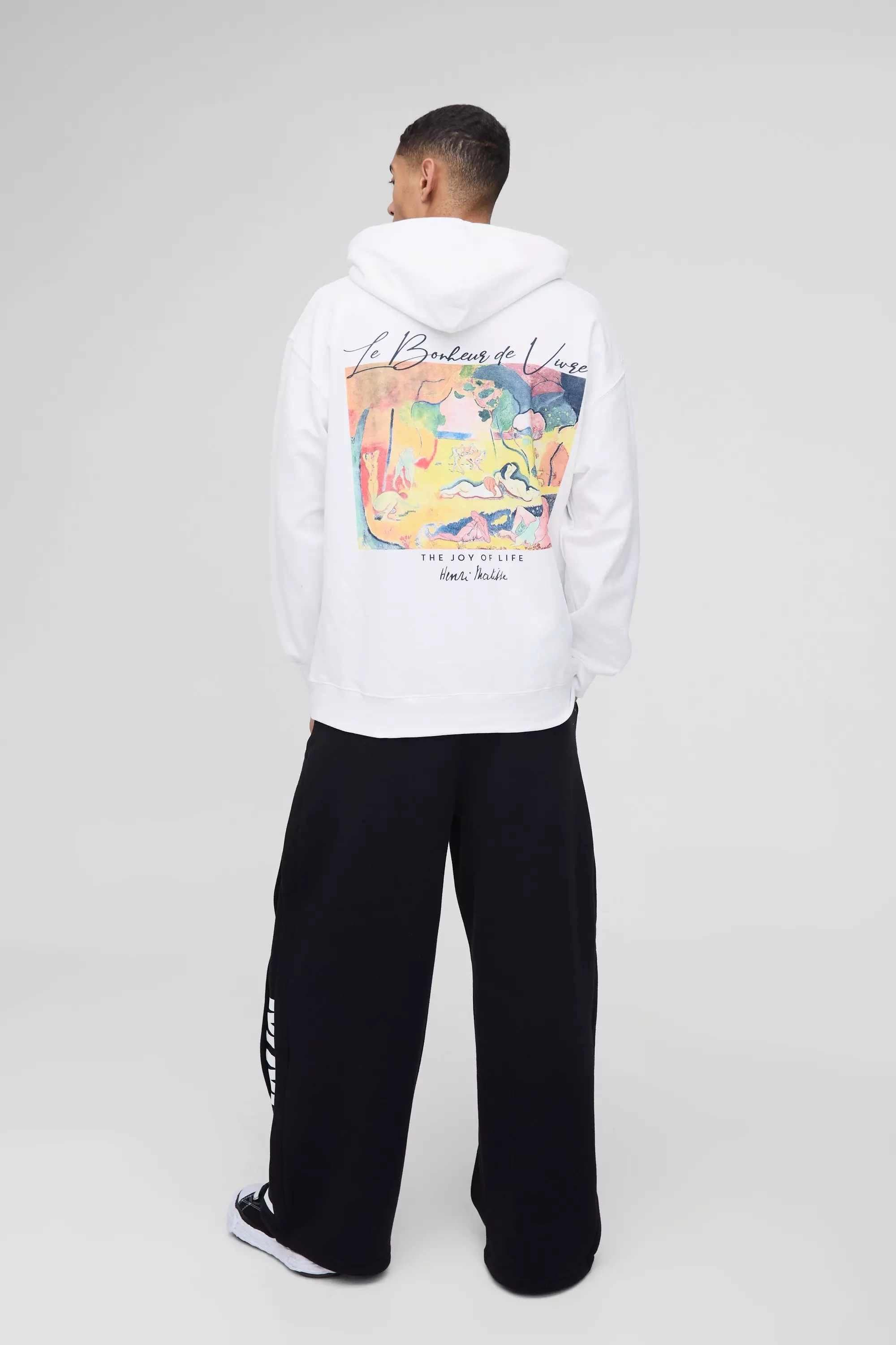 White Oversized Matisse Art License Print Hoodie alternative image