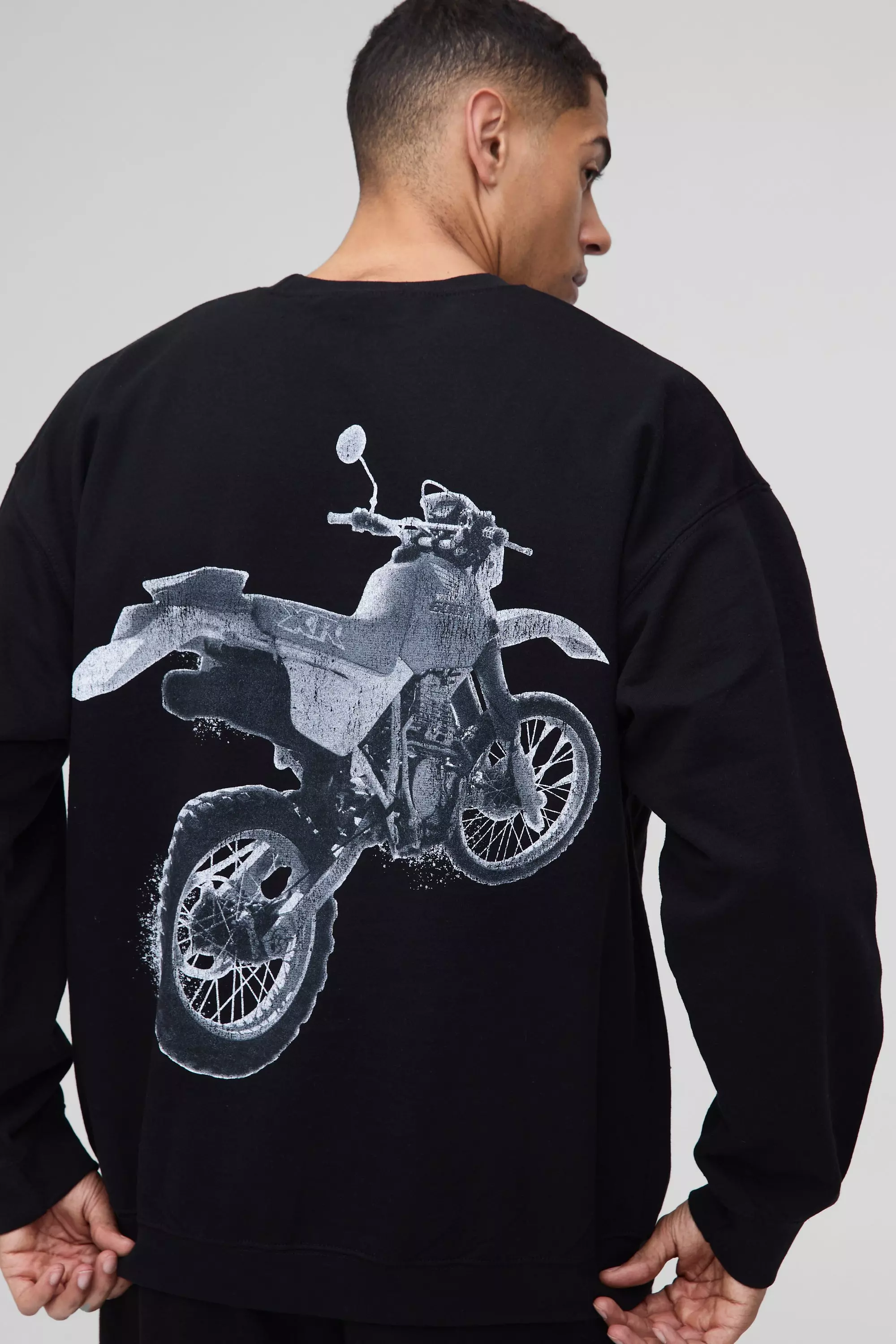 Oversized Honda Racing License Print Sweatshirt Black