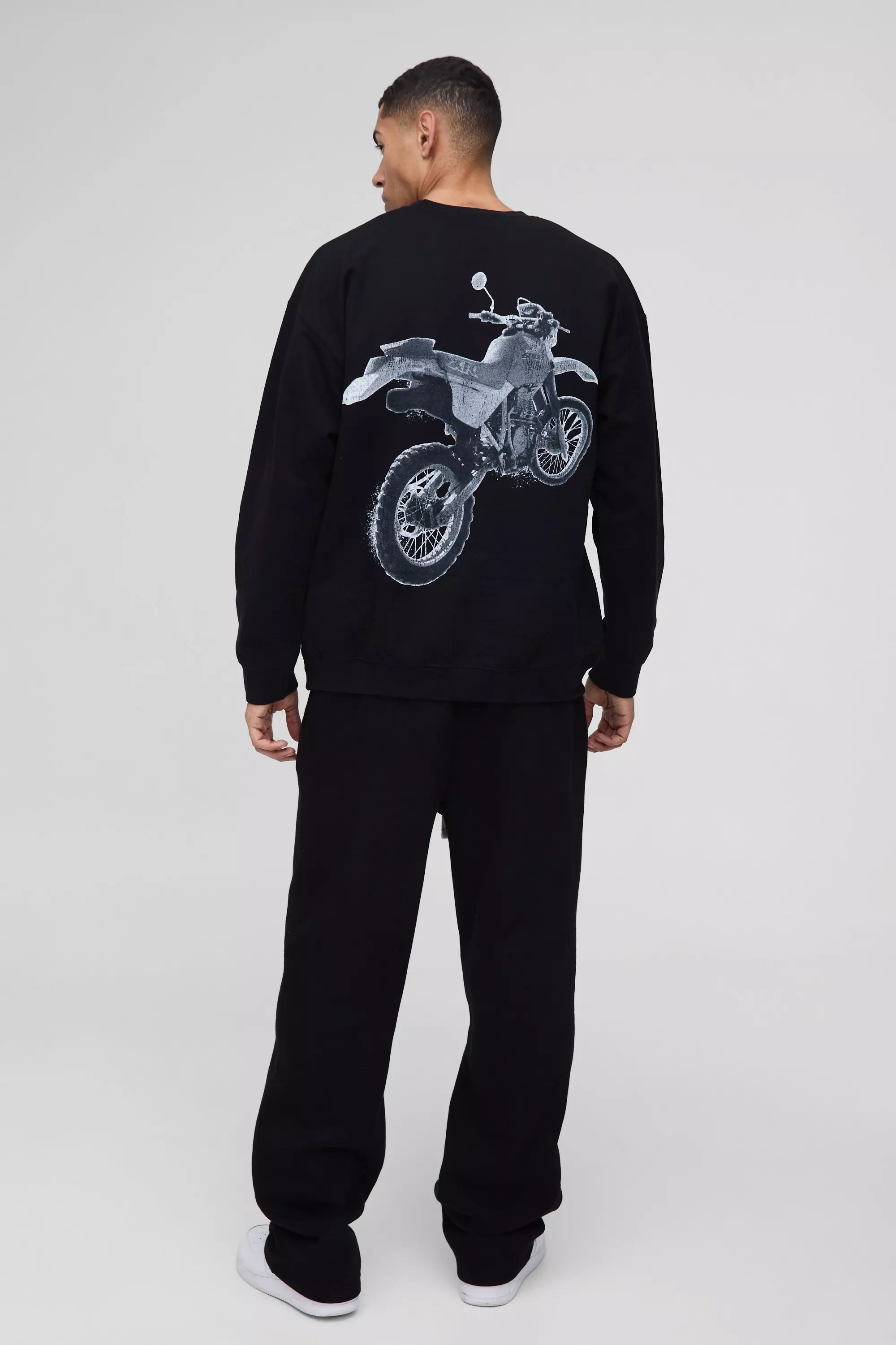 Black Oversized Honda Racing License Print Sweatshirt alternative image