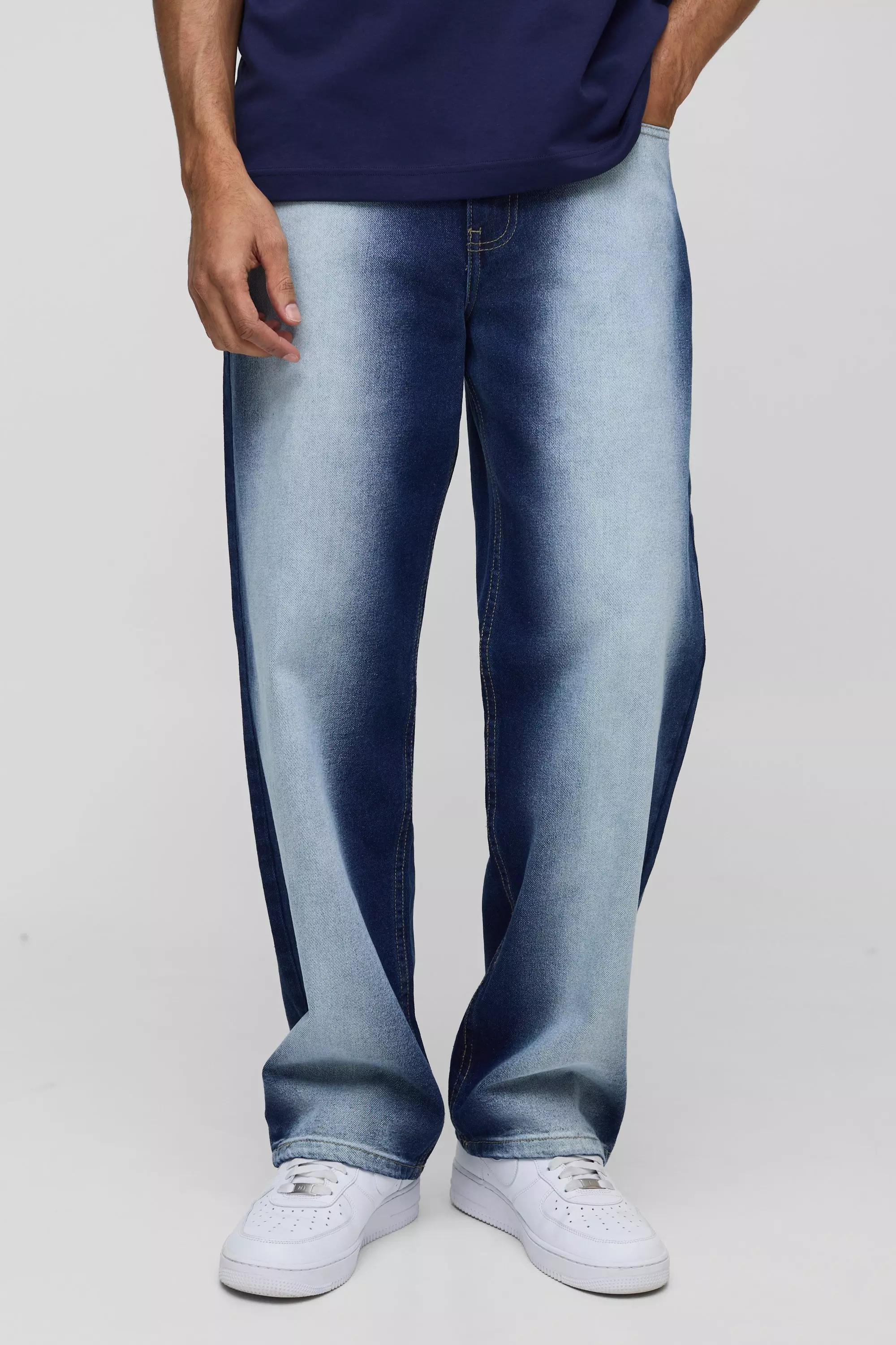 Jeans rilassati slavati candeggiati, Blue immagine alternativa