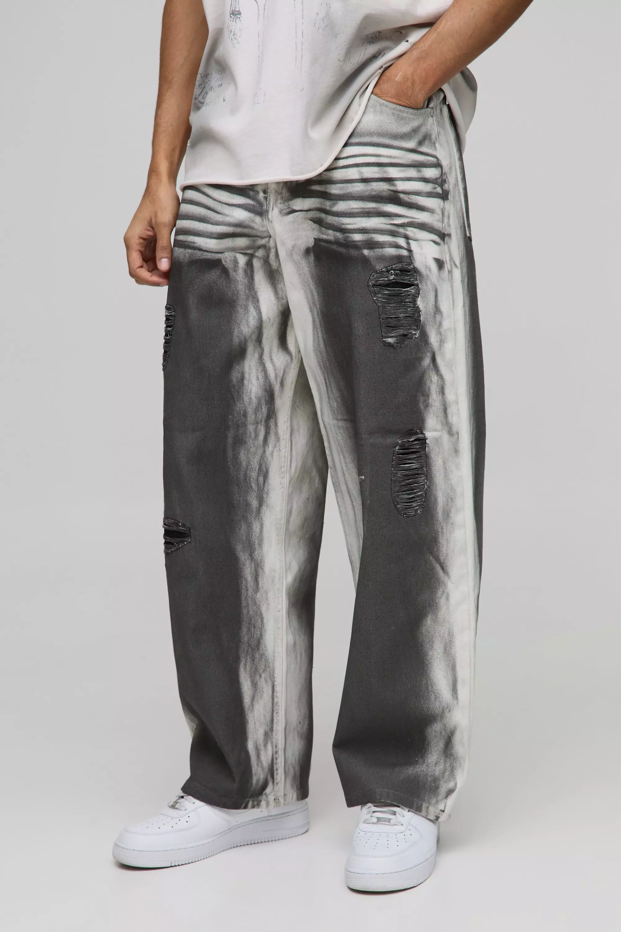 Jeans super extra comodi slavati super sporchi, White immagine alternativa