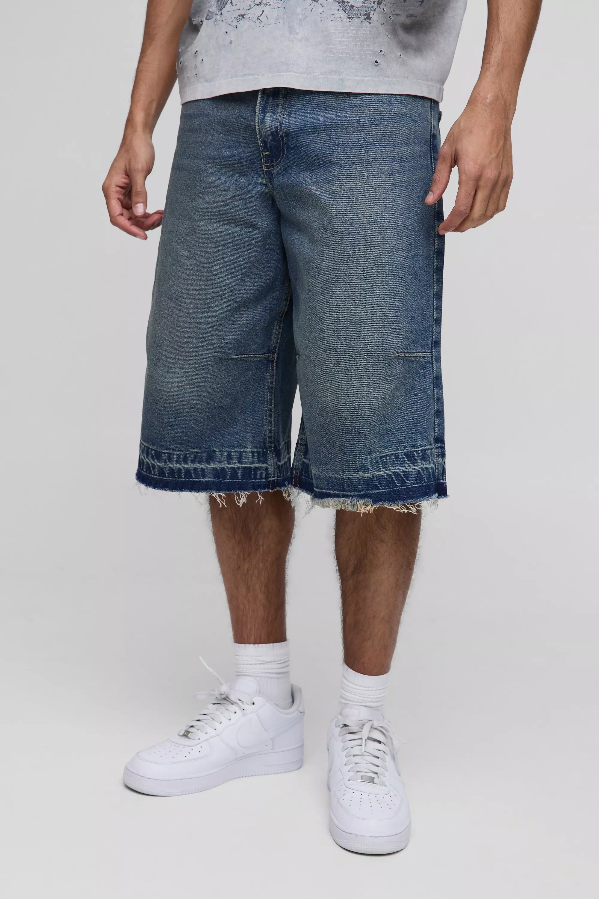 Pantaloni Tuta Lunghi In Denim Slavato Vintage, Vintage wash immagine alternativa