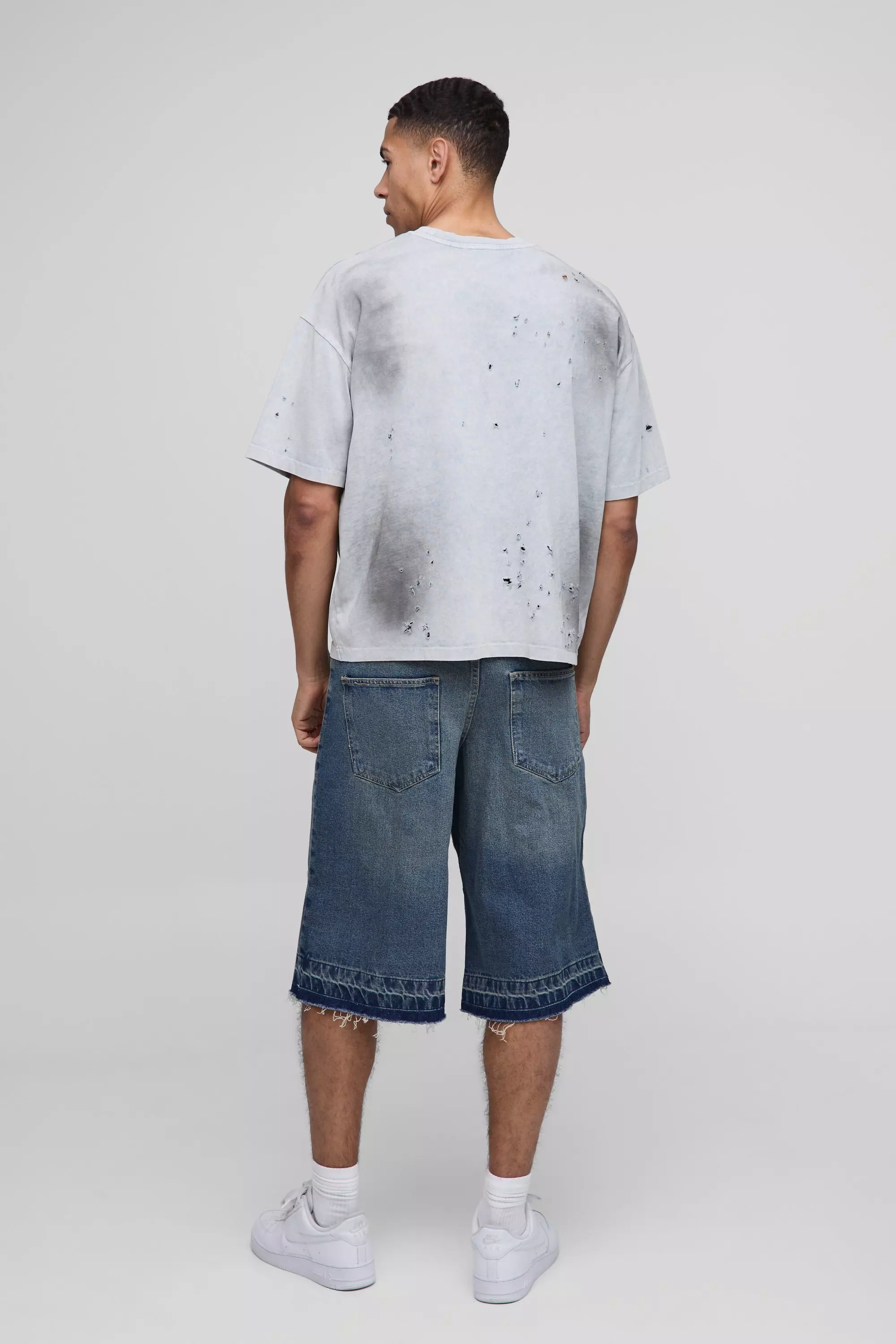 Vintage wash Gebleekte Vintage Long Line Denim Joggingbroek alternatieve afbeelding