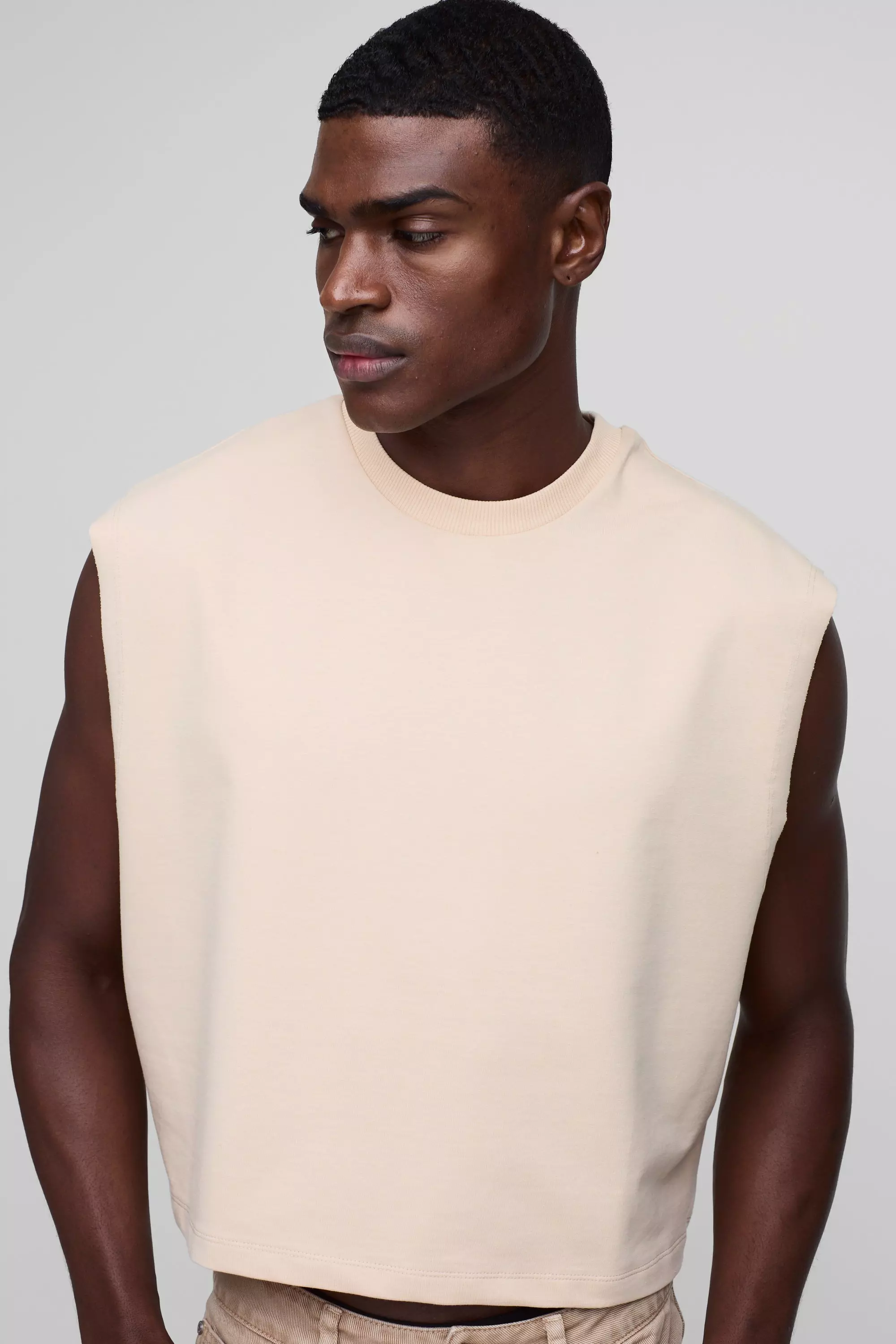 Oversized Loopback Shrunken Boxy Vest | boohooMAN USA