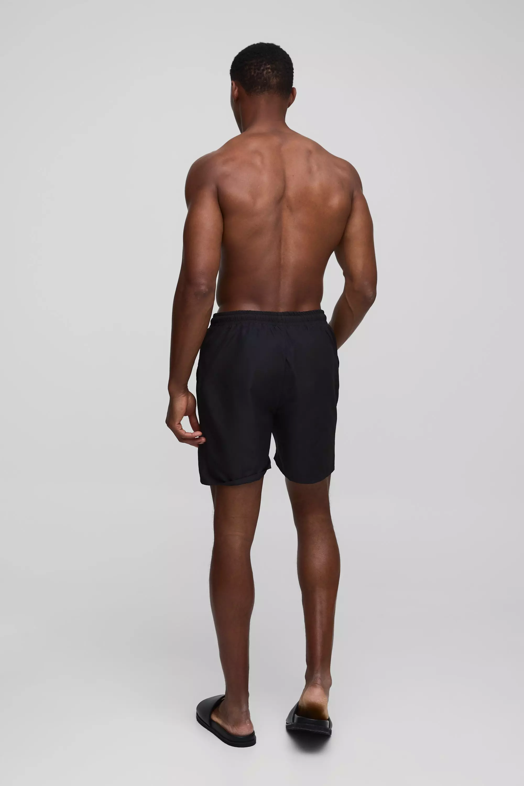 Branded Mid Length Swim Short in Black alternative image