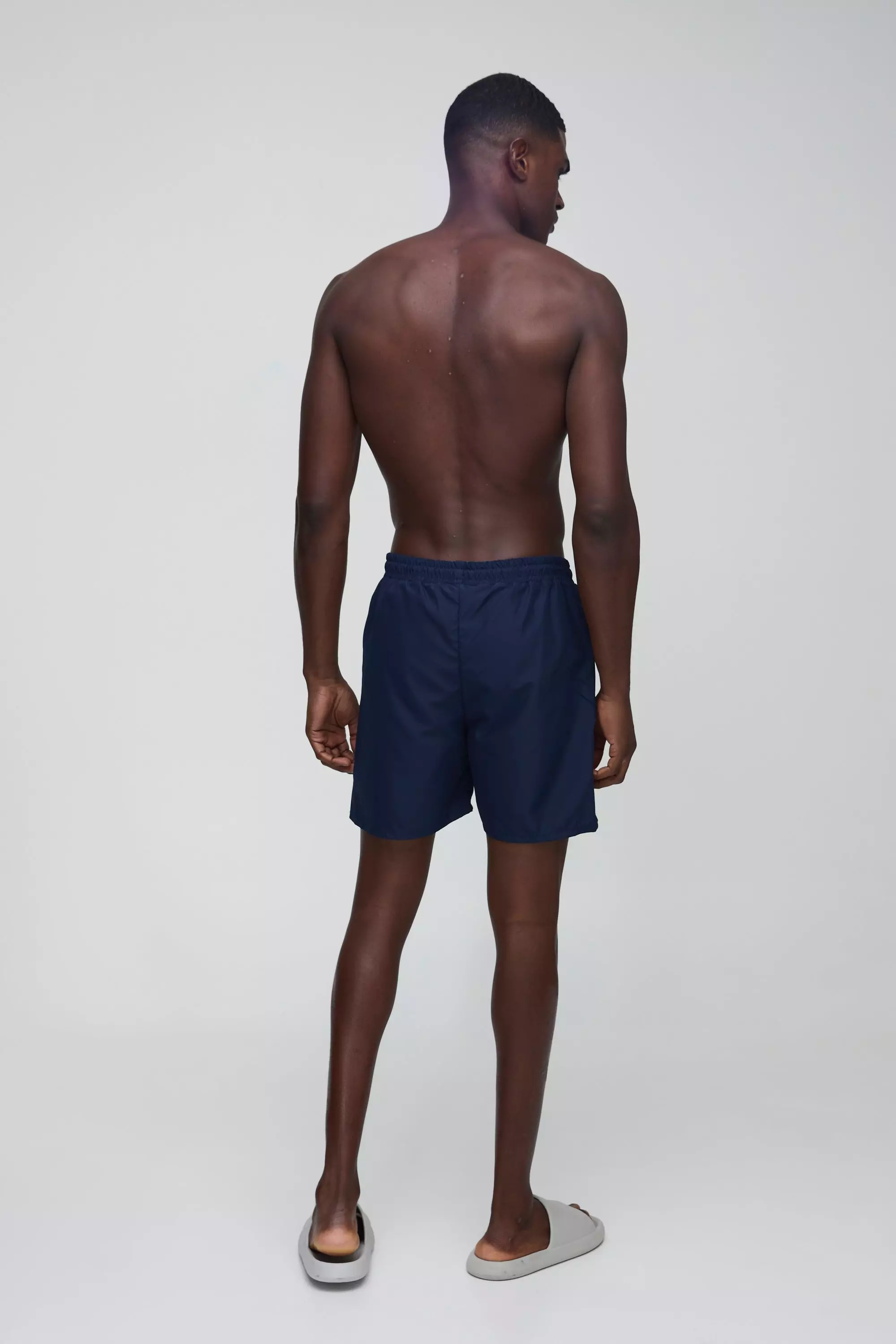 Multi 2 Pack Mid Length Swim Shorts in Navy and Grey alternative image