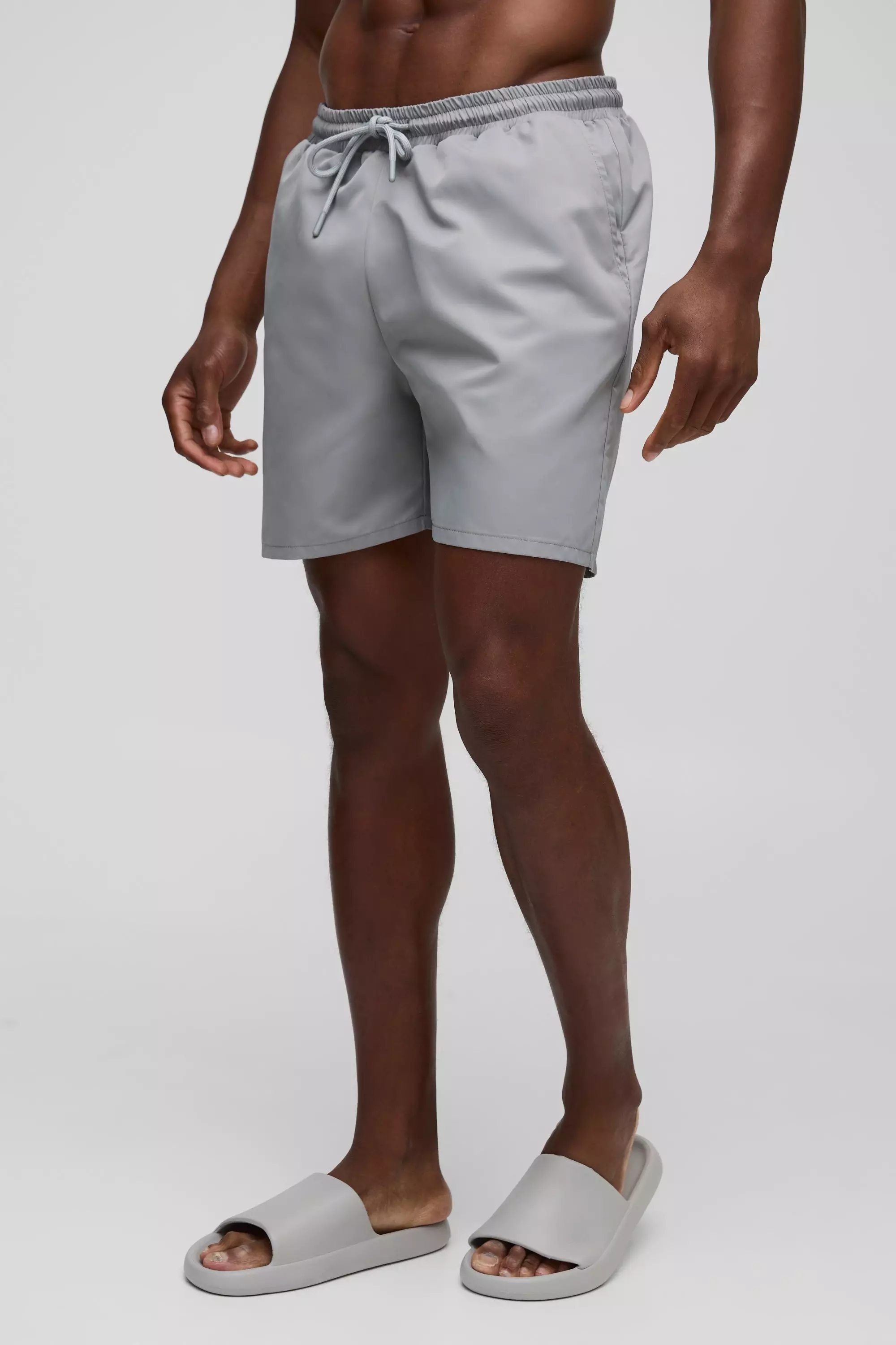 Mid Length Swim Short in Grey Grey