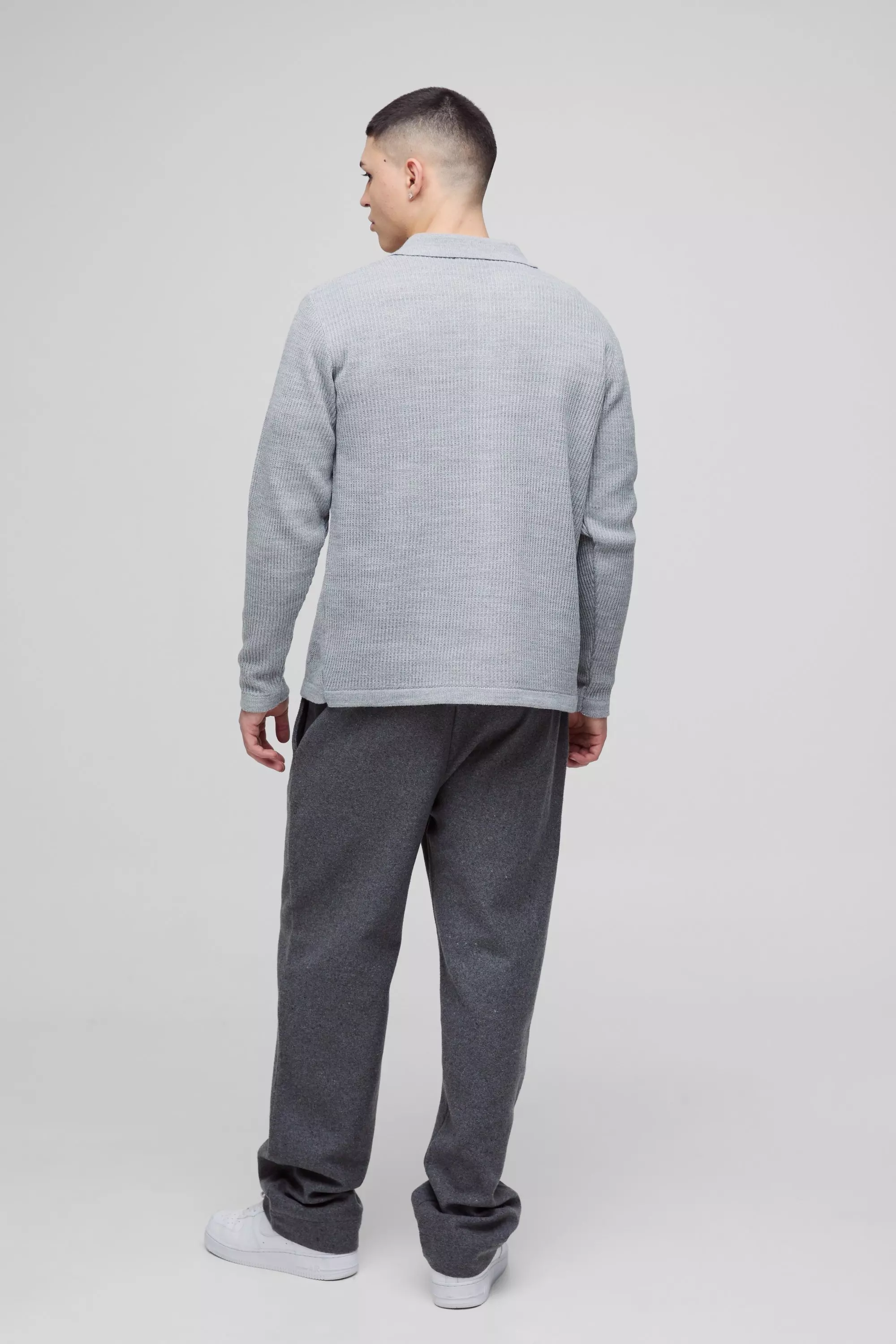 Grey Regular Collared Knitted Shirt alternative image