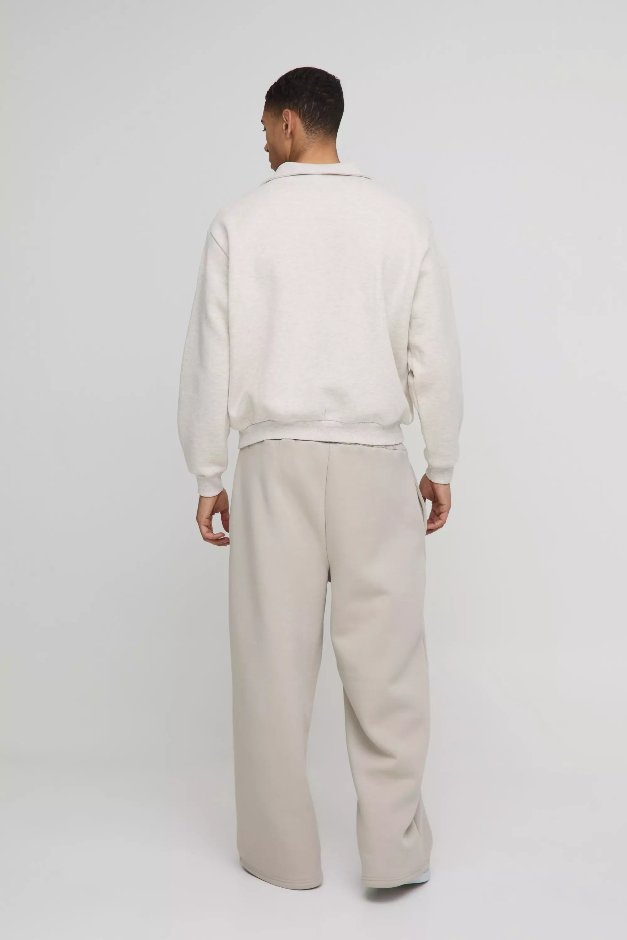 Ecru marl Oversized Rib Detail Funnel Neck Sweatshirt  alternative image