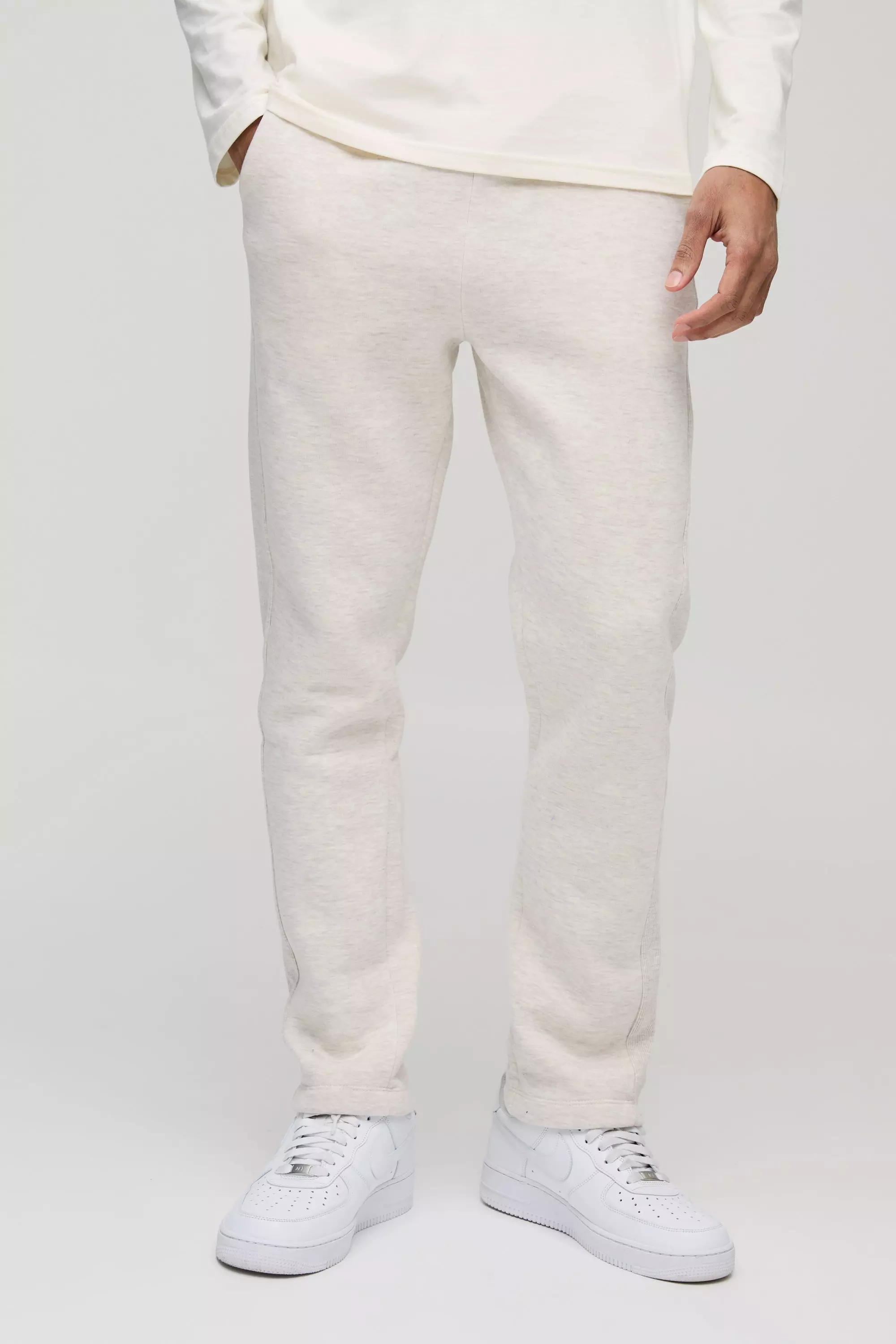 Ecru marl Slim Fit Rib Detail Joggers  alternative image